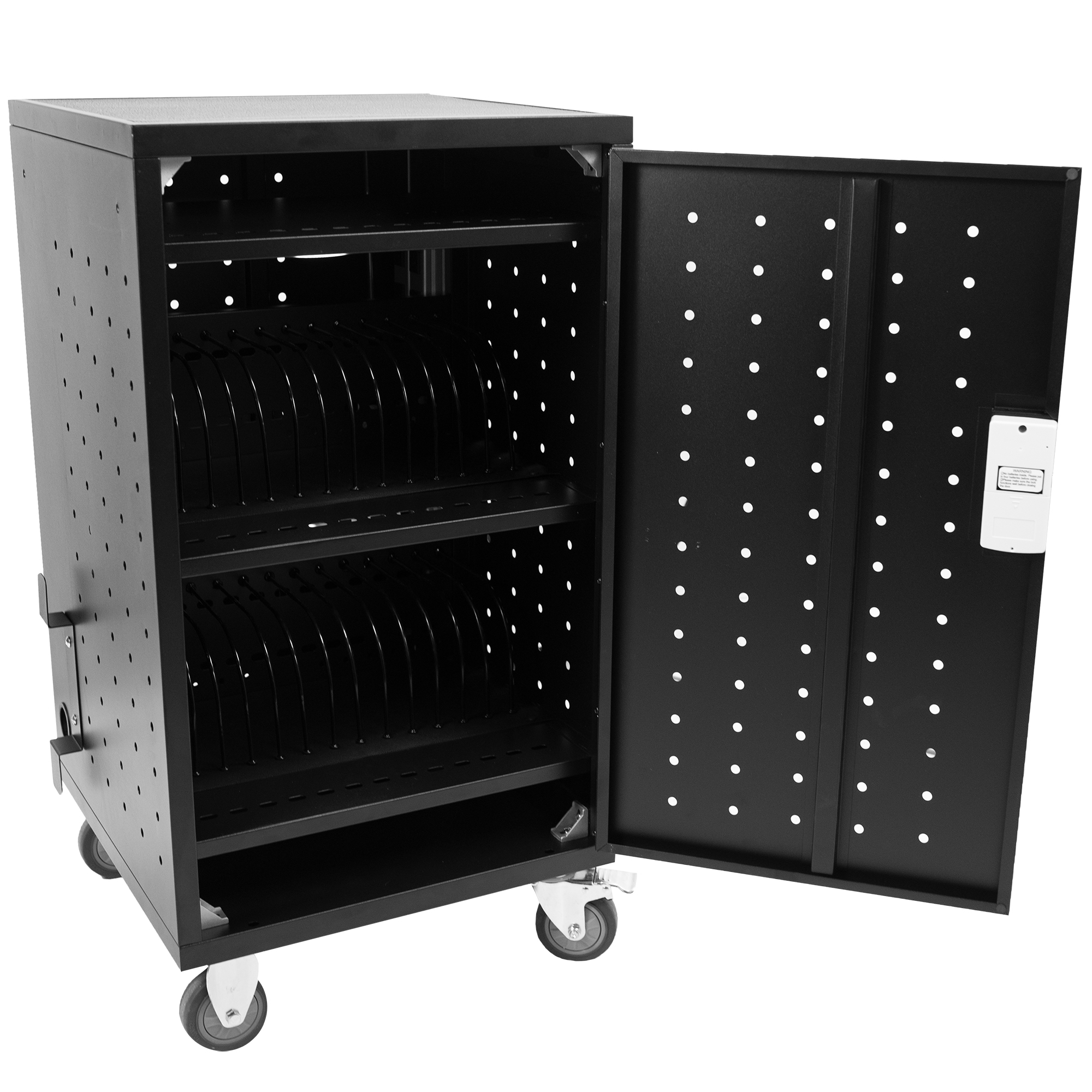 VIVO Black 30-Bay Laptop and Tablet Charging Station Cart With Keypad Lock Image 1