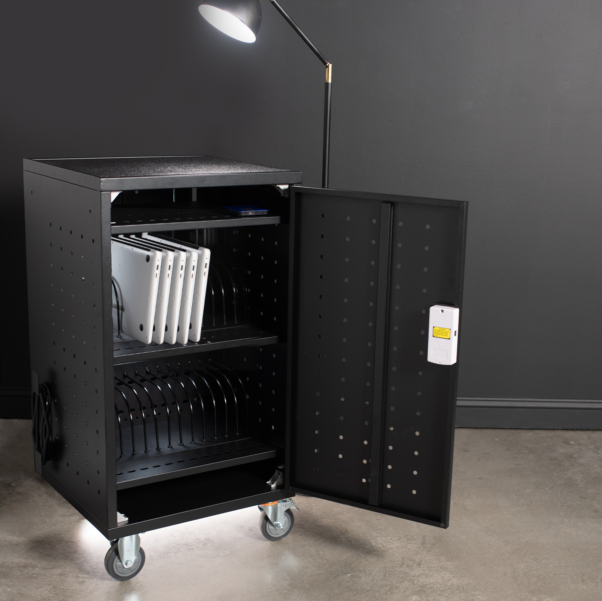 VIVO Black 30-Bay Laptop and Tablet Charging Station Cart With Keypad Lock Image 2