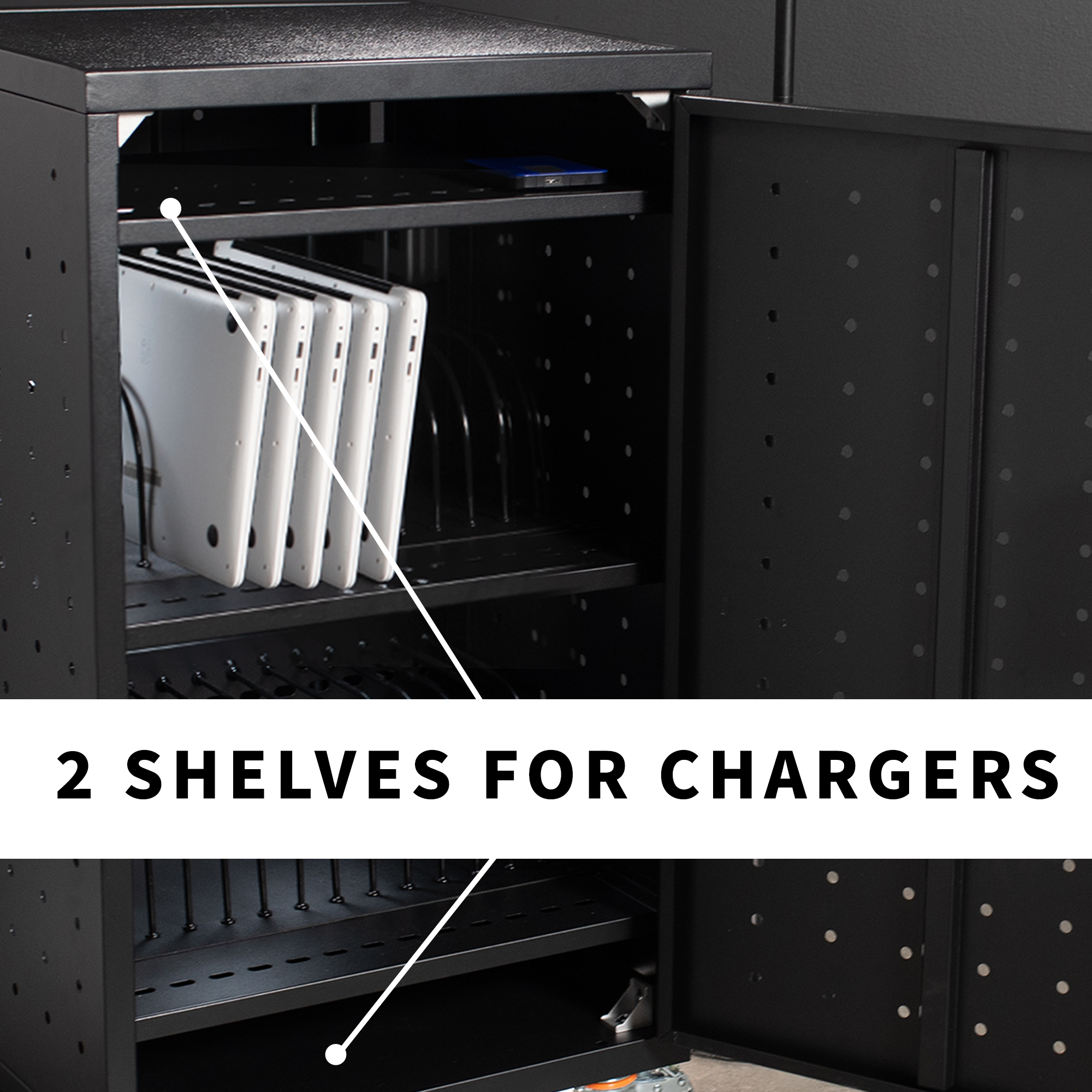 VIVO Black 30-Bay Laptop and Tablet Charging Station Cart With Keypad Lock Image 6