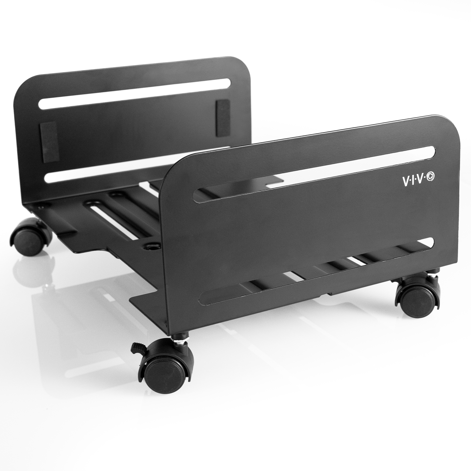 VIVO Black Computer Large Desktop ATX Case, CPU Rolling Stand, Adjustable Cart Image 1
