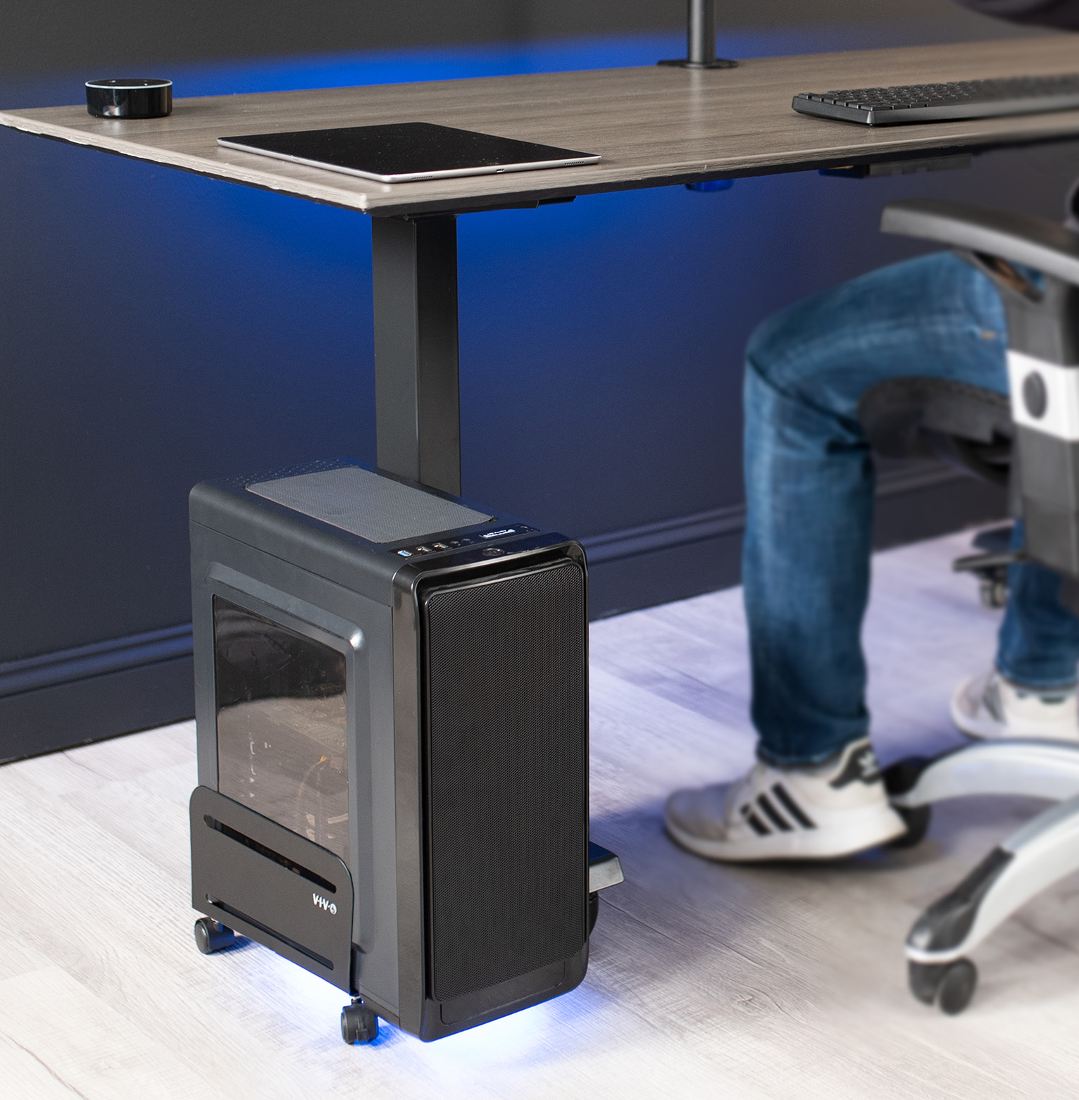 VIVO Black Computer Large Desktop ATX Case, CPU Rolling Stand, Adjustable Cart Image 3