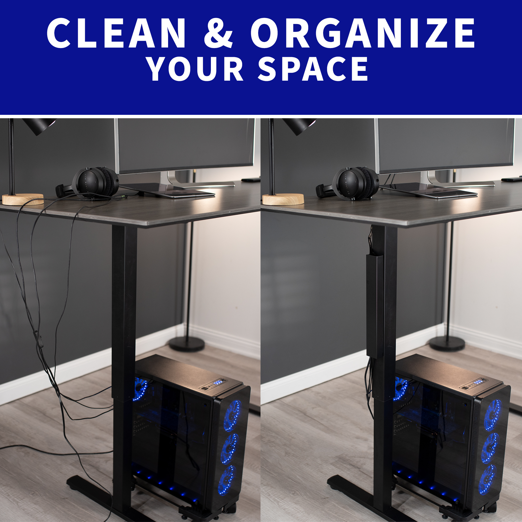 VIVO Black Magnetic Vertical Cable Management Channel, Wire Organizer Image 2