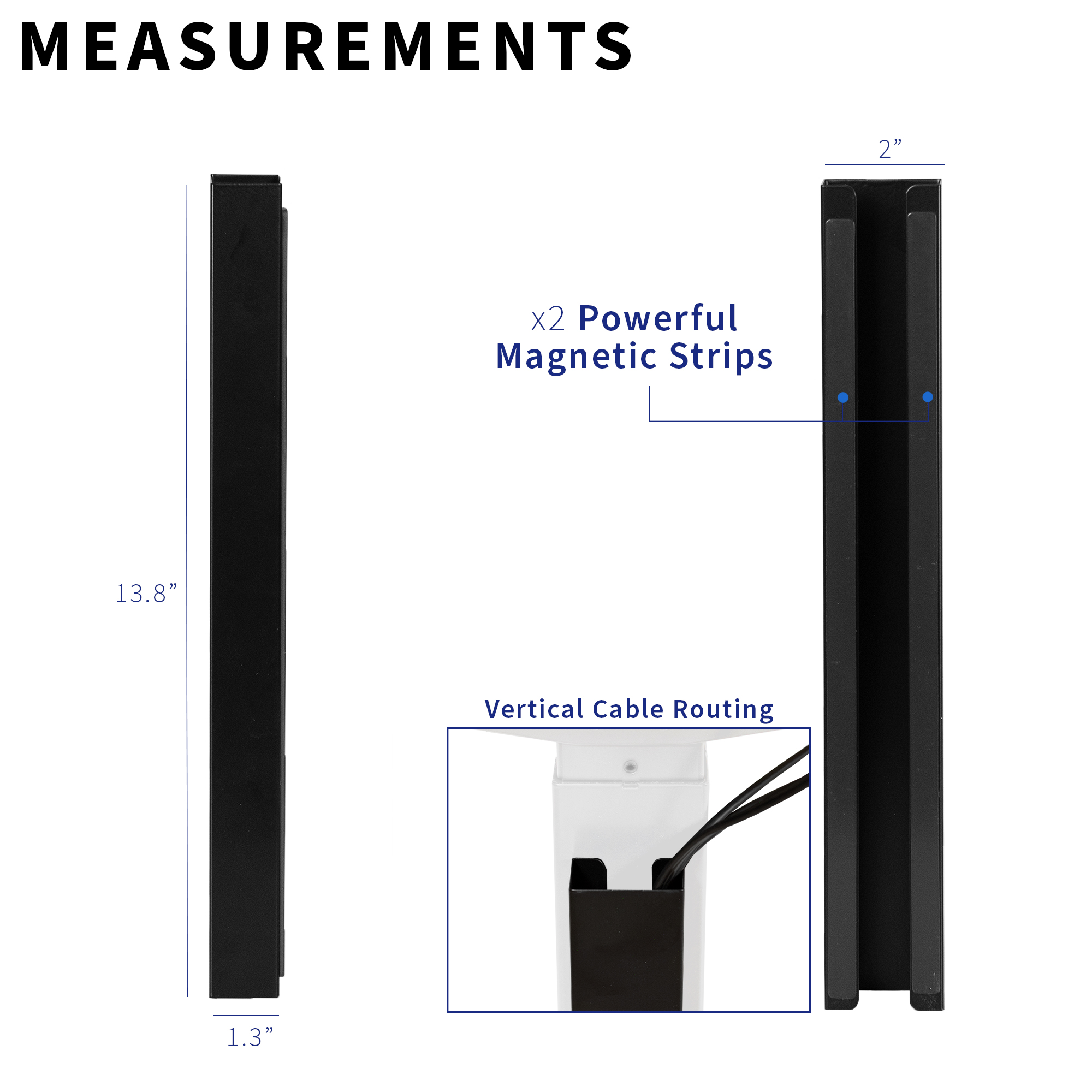 VIVO Black Magnetic Vertical Cable Management Channel, Wire Organizer Image 3