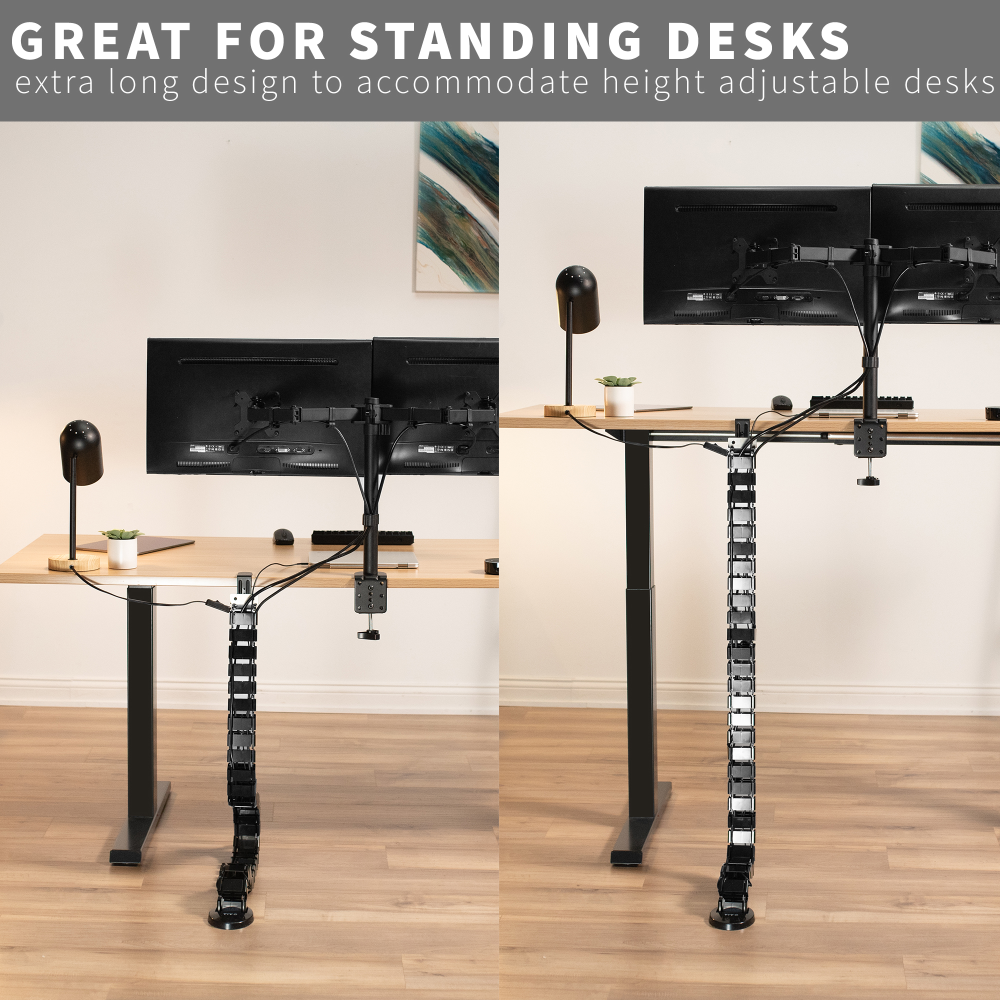 VIVO Clamp-on Vertebrae Cable Management Kit, Desk Quad Entry Wire Organizer Image 6