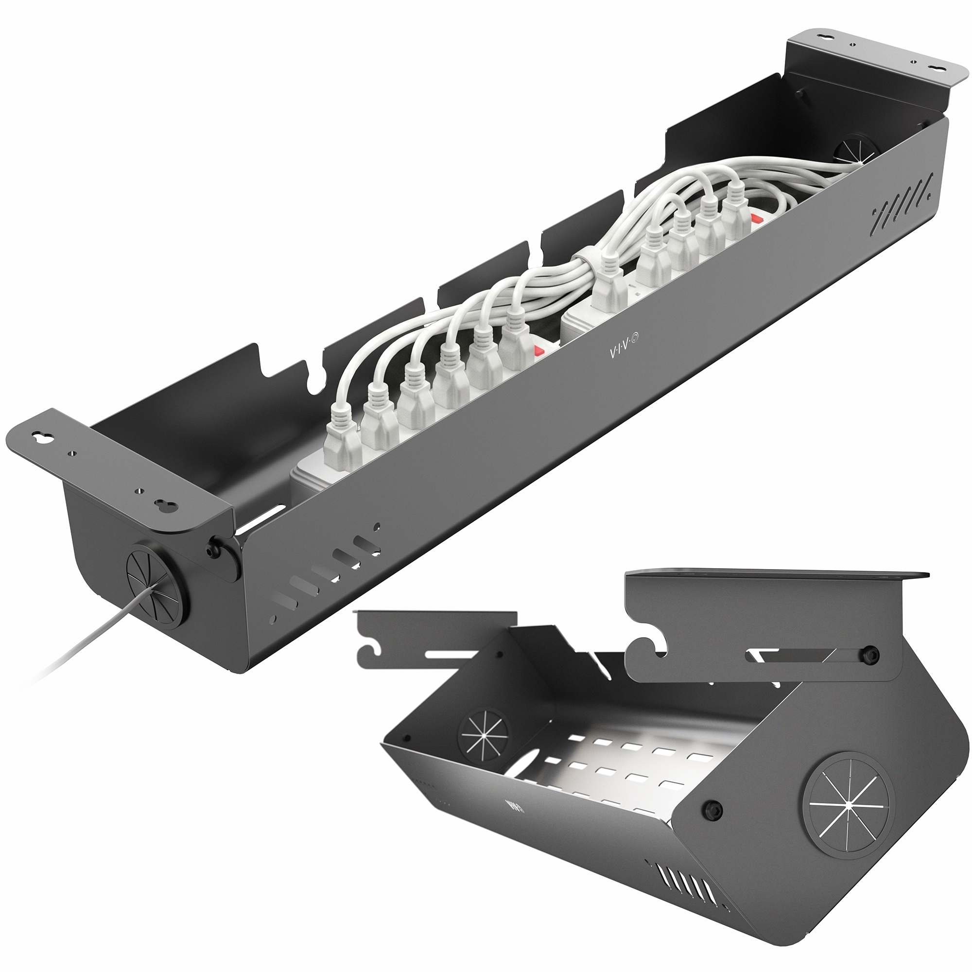 VIVO 35" Screw-On Under-Desk Cable Management Box, Flip-Open Lid, Holds 11lbs Image 1
