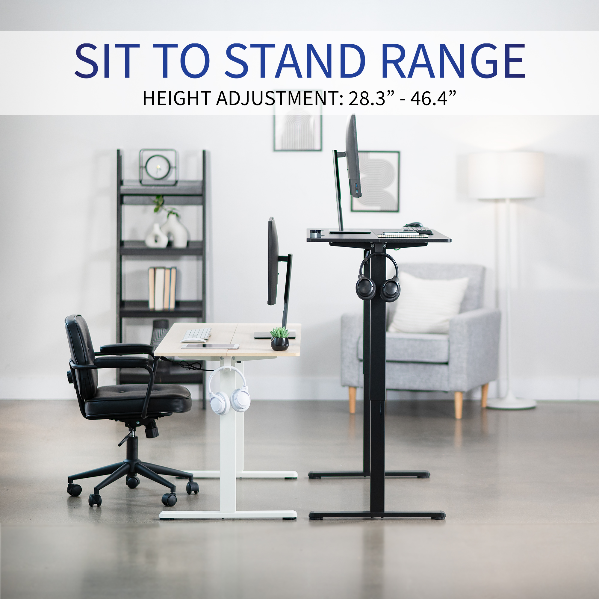 VIVO White 55" x 24" Electric Sit Stand Desk, Height Adjustable Workstation Image 4