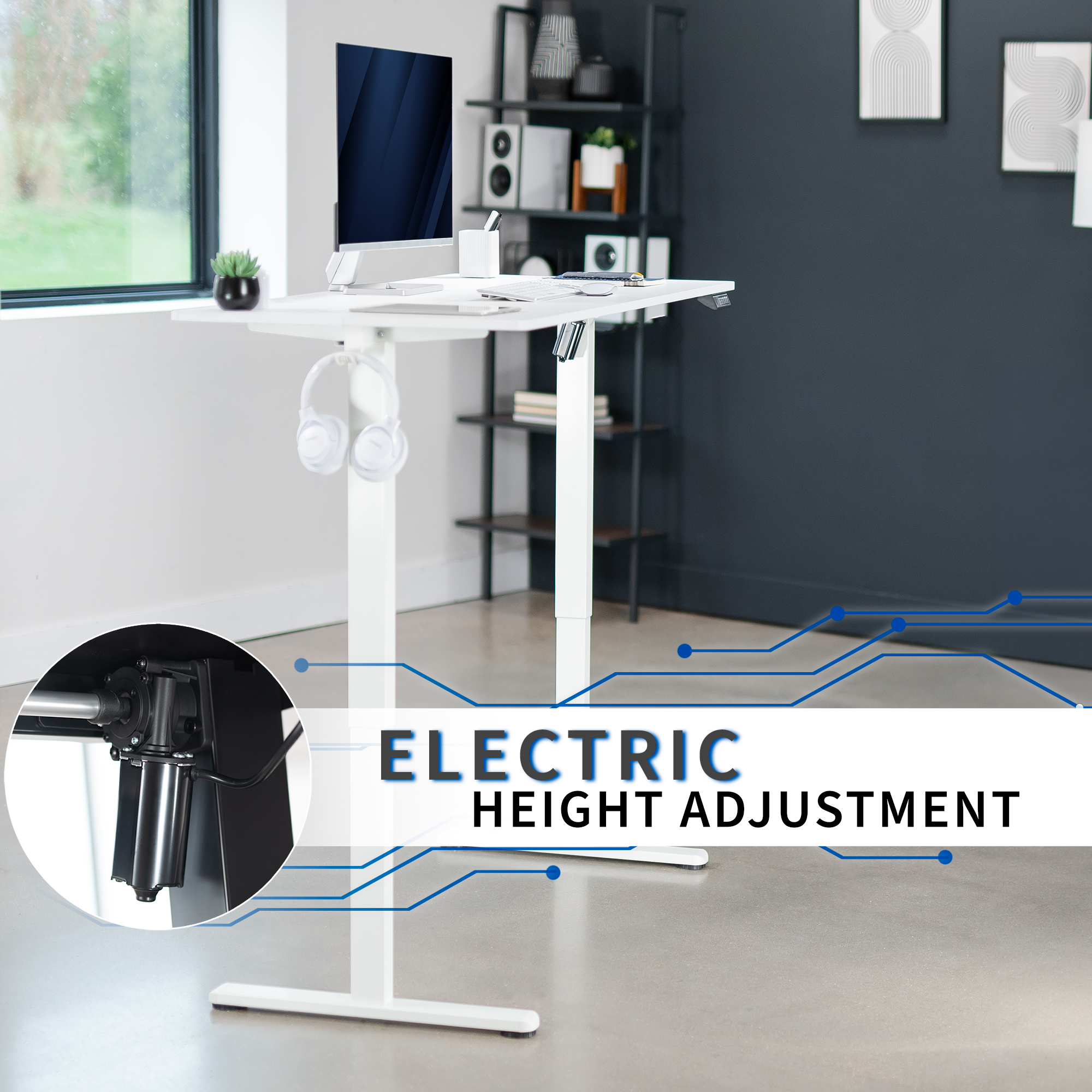 VIVO White 55" x 24" Electric Sit Stand Desk, Height Adjustable Workstation Image 8