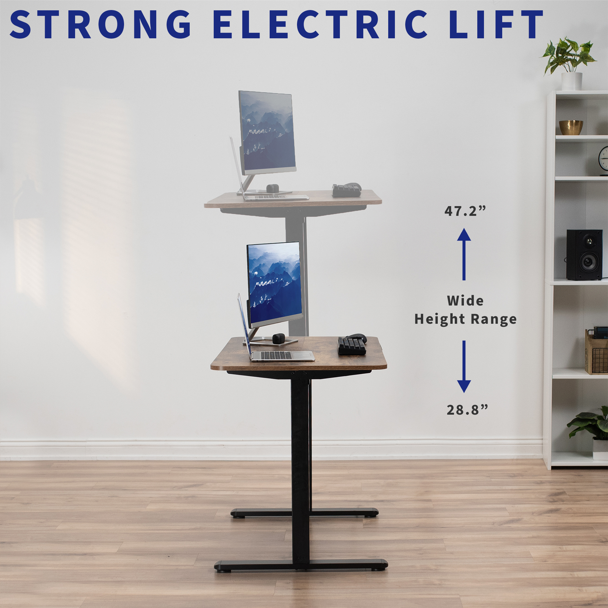 VIVO Vintage Brown / Black Electric 40" x 24" Sit Stand Height Adjustable Desk Image 3