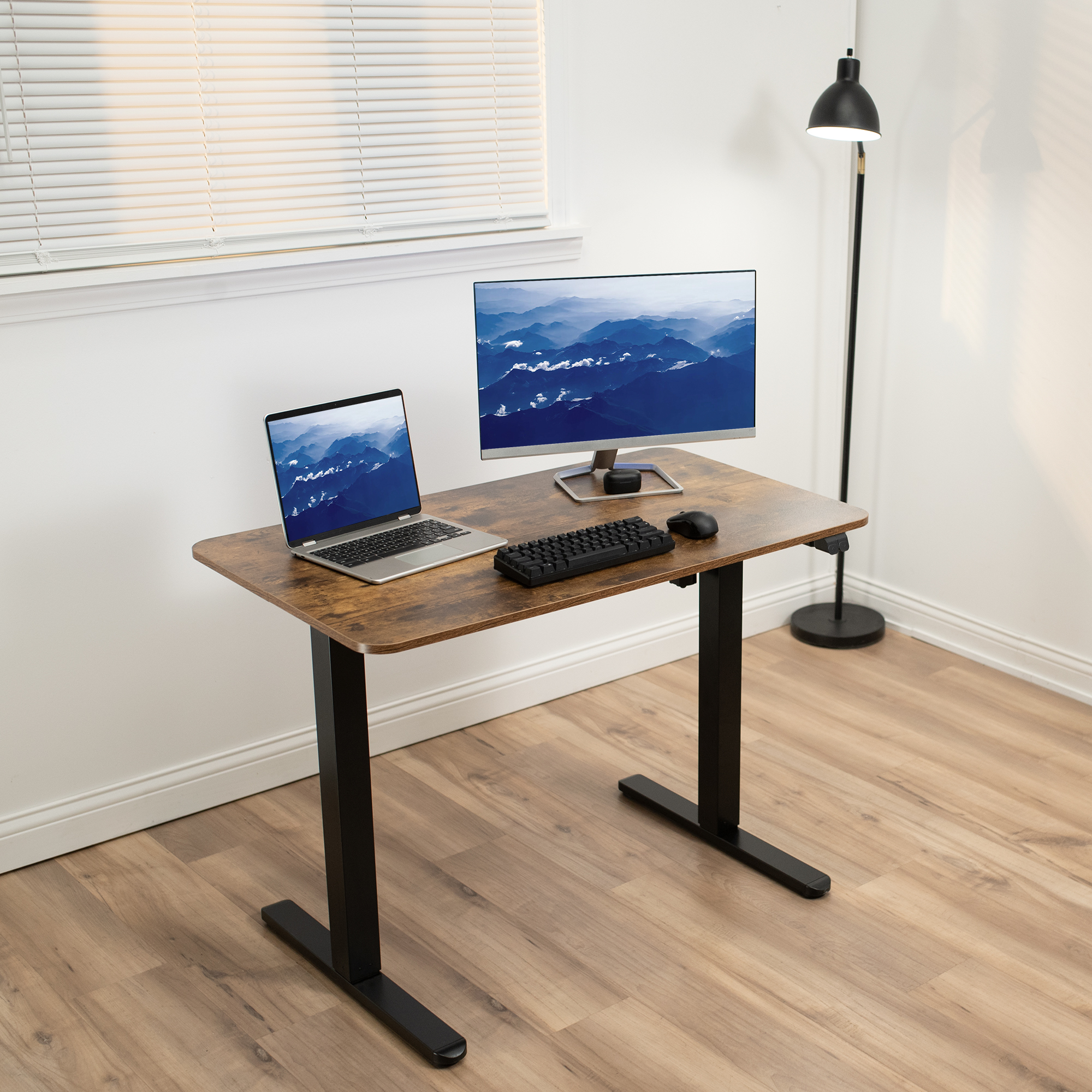 VIVO Vintage Brown / Black Electric 40" x 24" Sit Stand Height Adjustable Desk Image 8