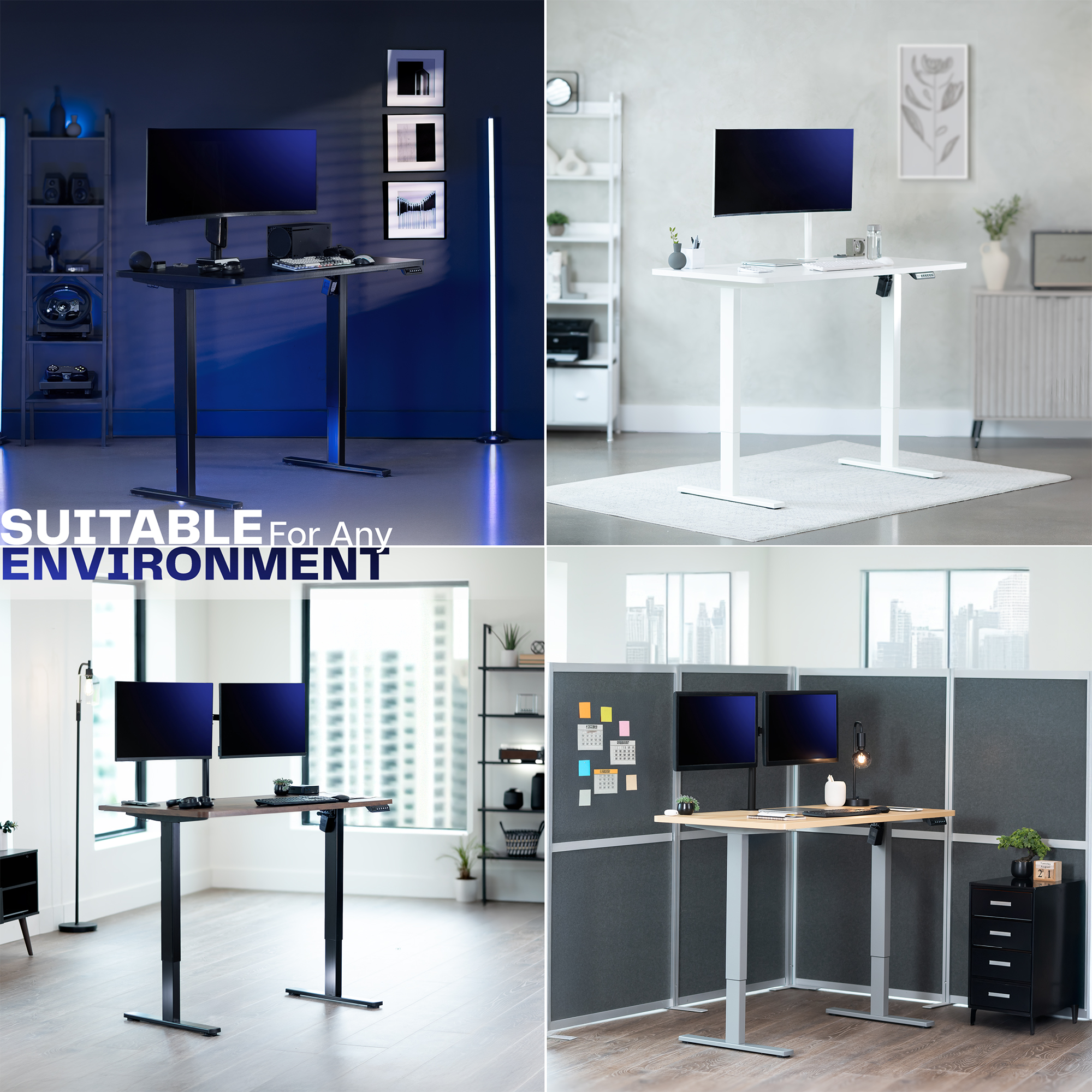 VIVO Electric 48" x 30" Stand Up Desk, Dark Walnut Table Top, Black Frame Image 8