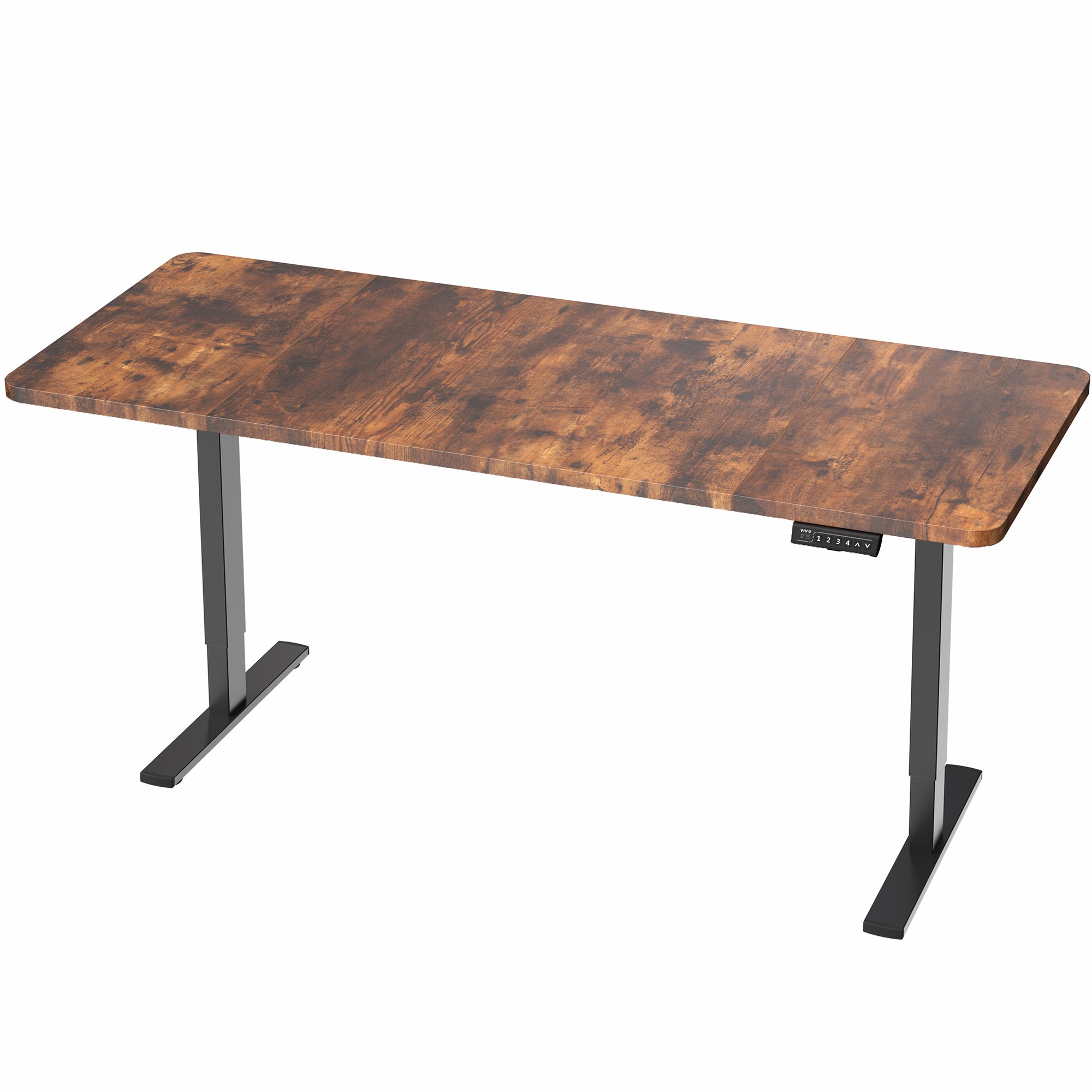 VIVO Electric 71”x30” Stand Up Desk, Rustic Vintage Brown Table Top, Black Frame Image 9