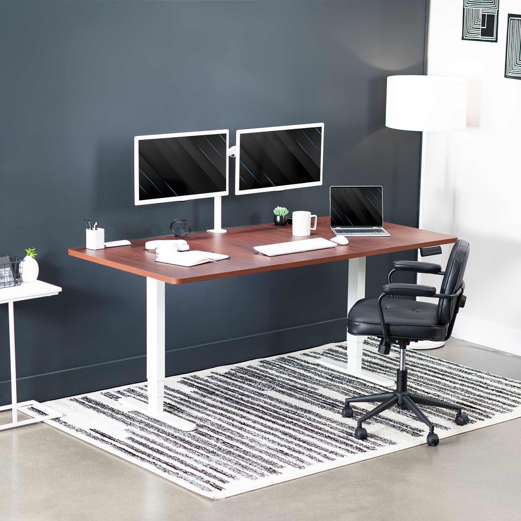 VIVO Electric 71” x 36” Stand Up Desk, Dark Walnut Table Top, White Frame Image 3