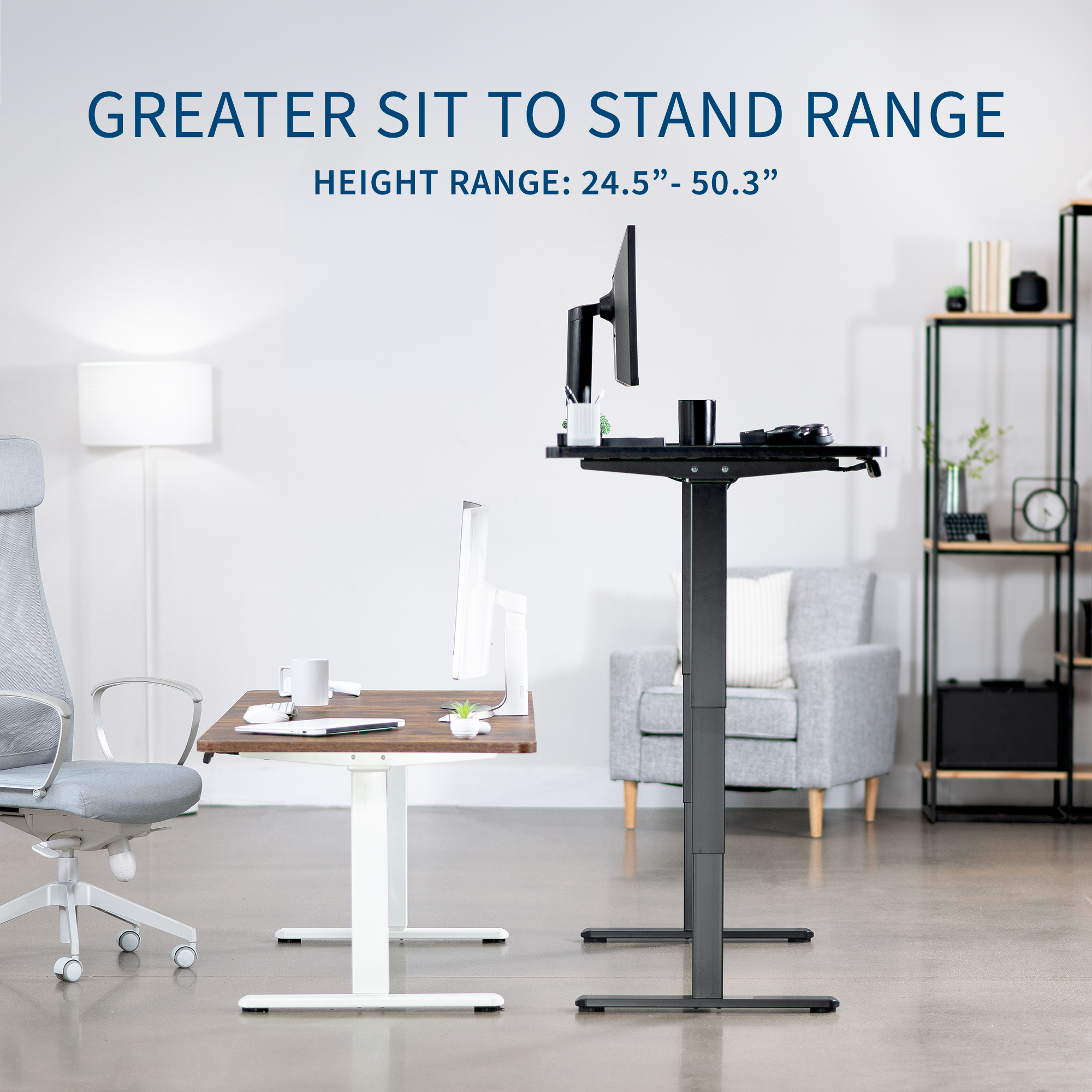 VIVO Electric 71” x 36” Stand Up Desk, Dark Walnut Table Top, White Frame Image 8