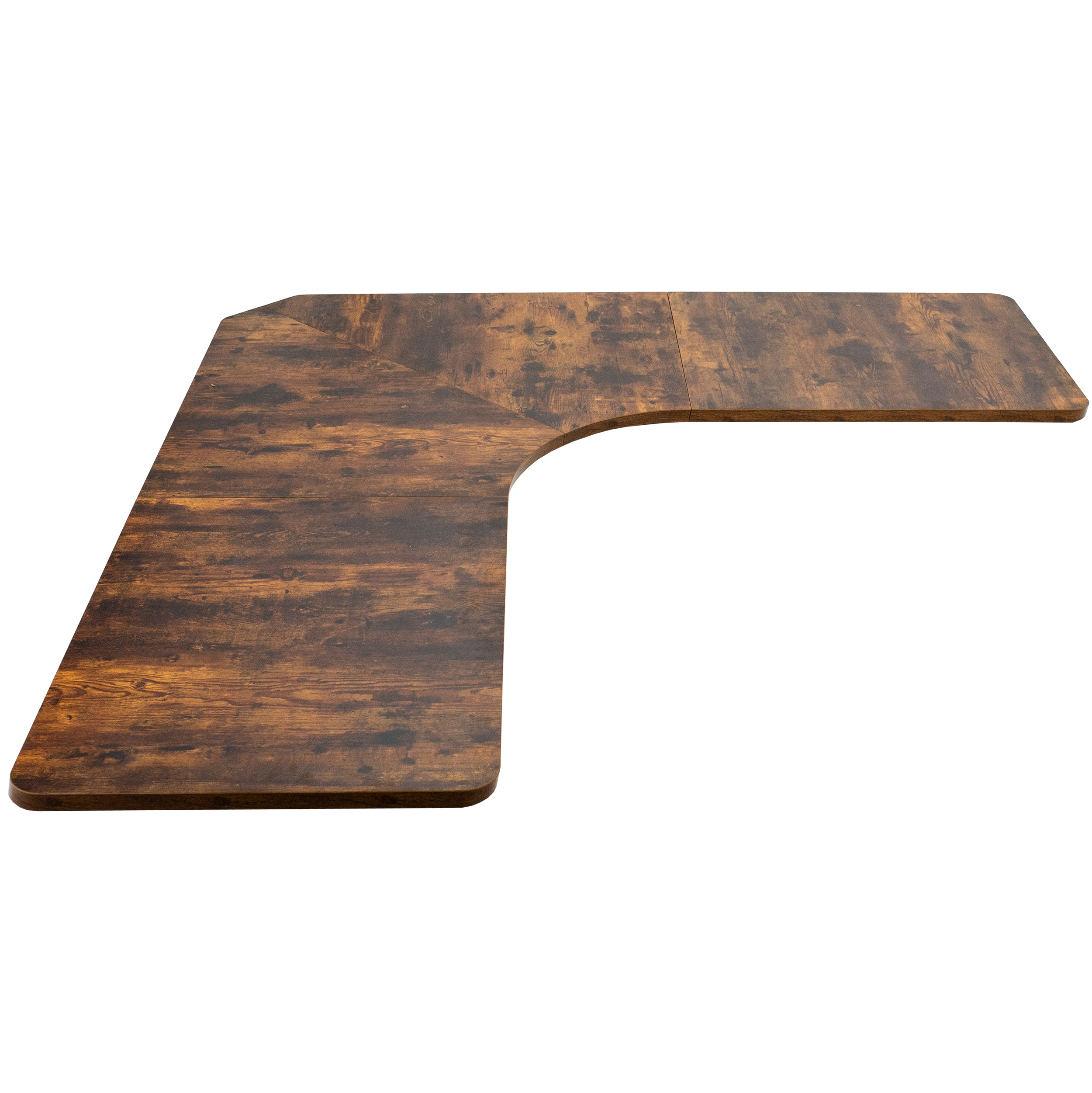 VIVO Vintage Brown 71x71 inch Curved Corner Table Top for Sit Stand Desk Frames Image 1
