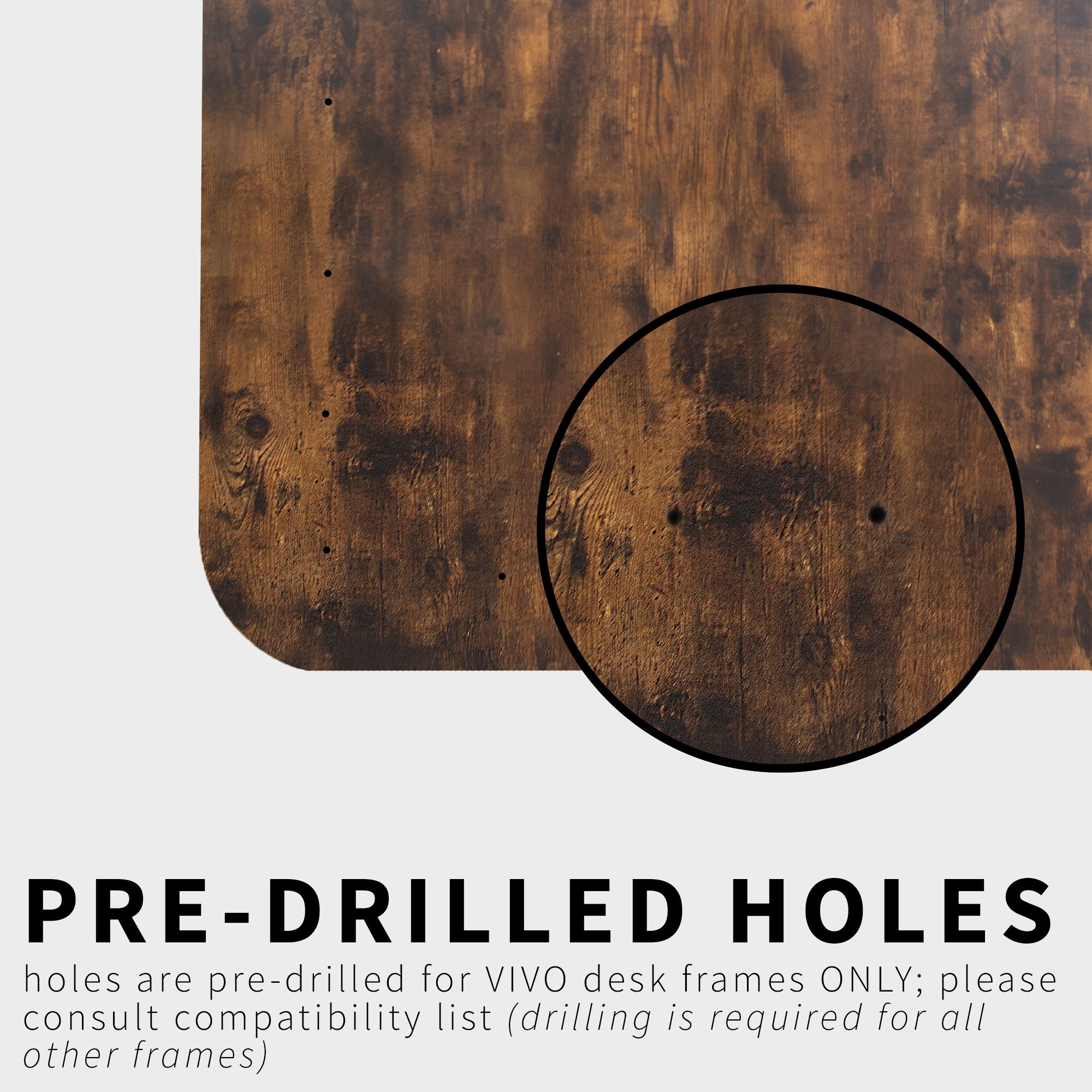 VIVO Vintage Brown 71x71 inch Curved Corner Table Top for Sit Stand Desk Frames Image 4