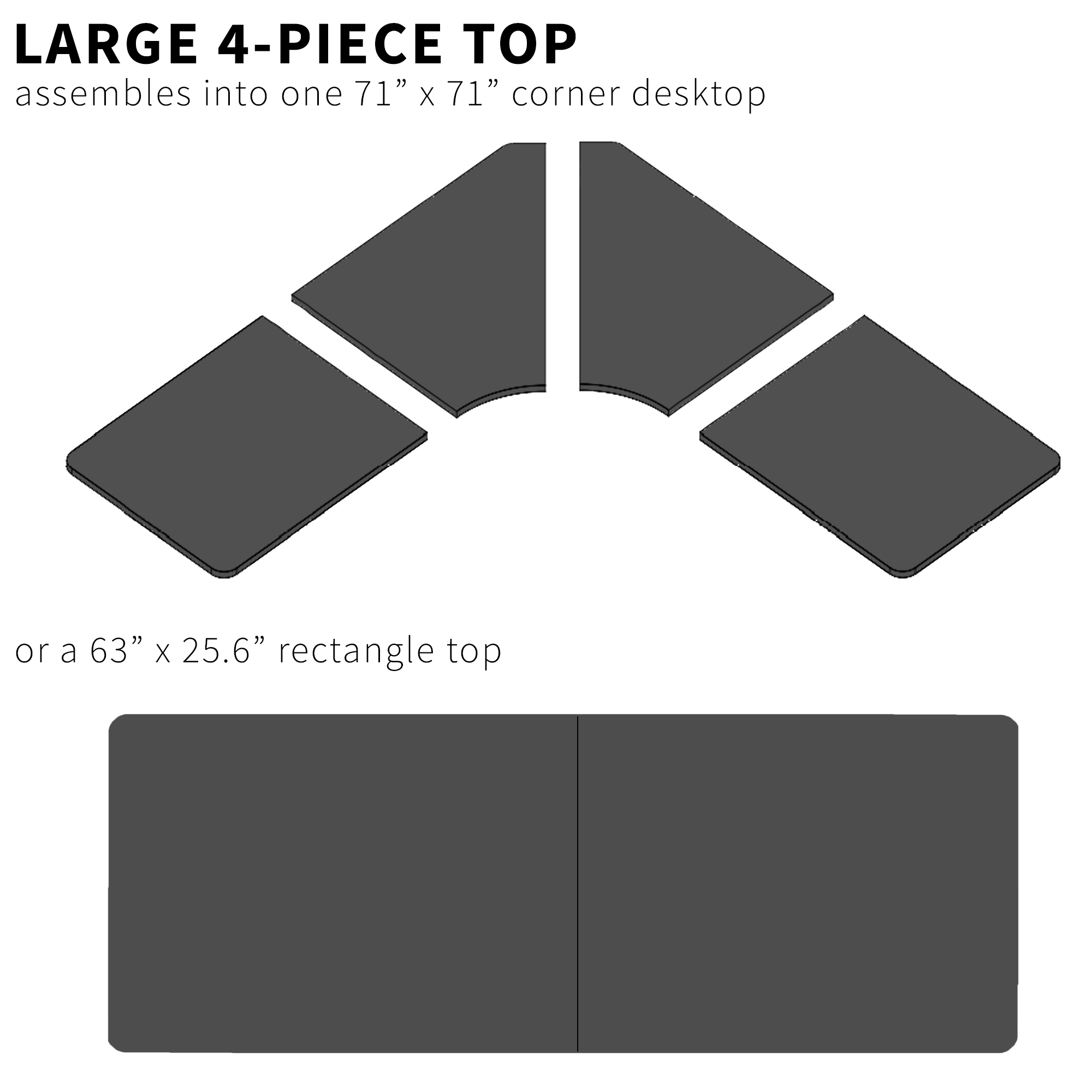 VIVO Vintage Brown 71x71 inch Curved Corner Table Top for Sit Stand Desk Frames Image 6