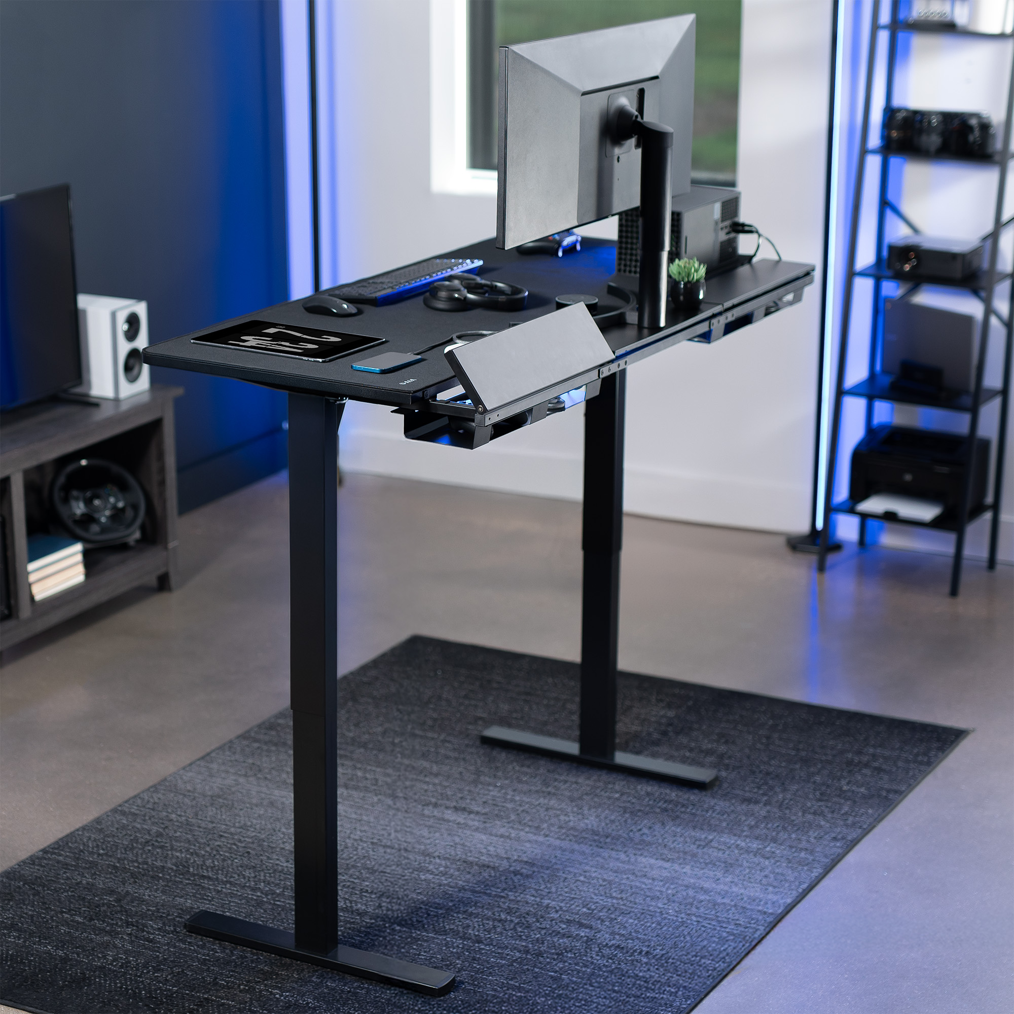 VIVO Black 60" x 30" Concealed Cable Table Top w/ Pad for Standing Desk Frames Image 6