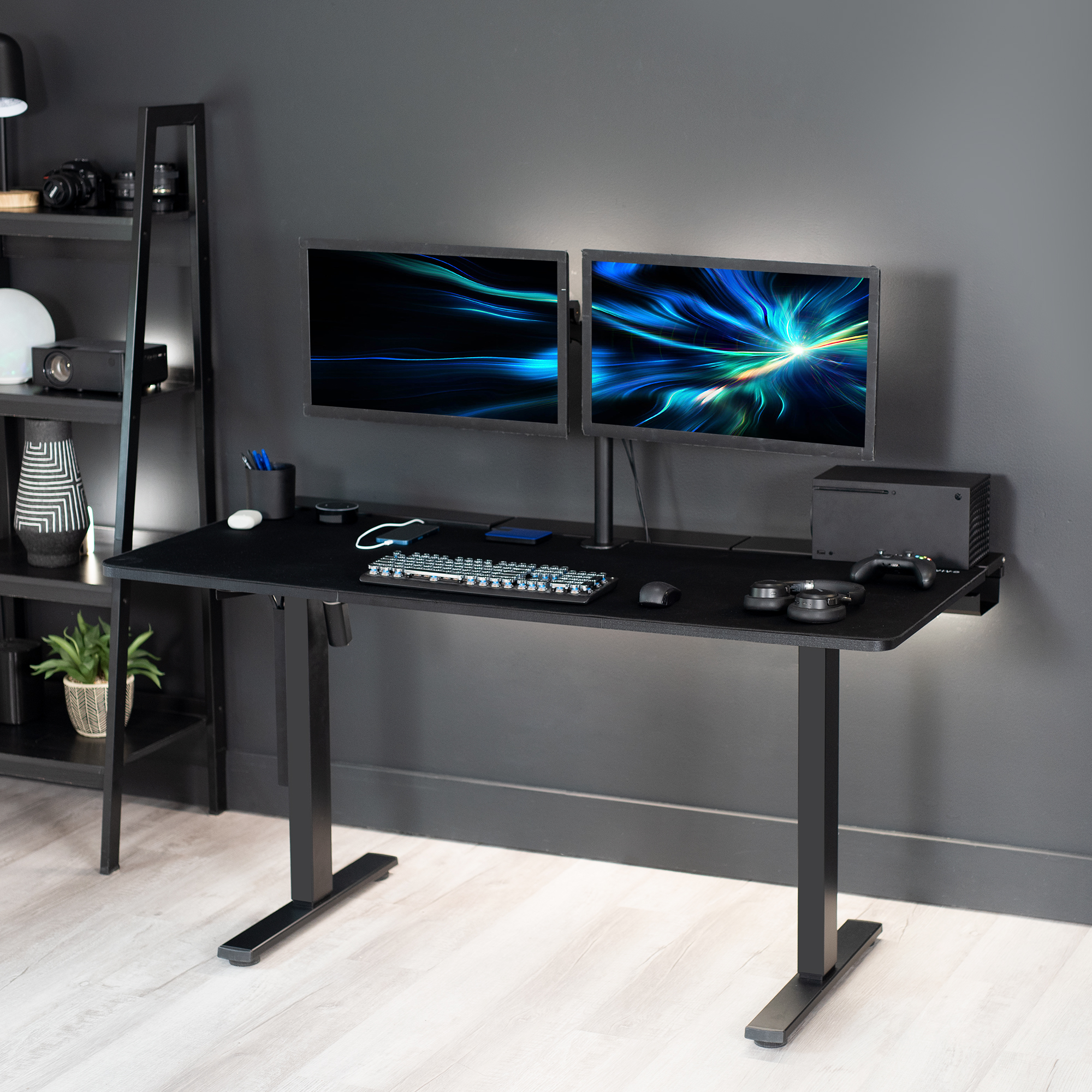 VIVO Black 60" x 30" Concealed Cable Table Top w/ Pad for Standing Desk Frames Image 9