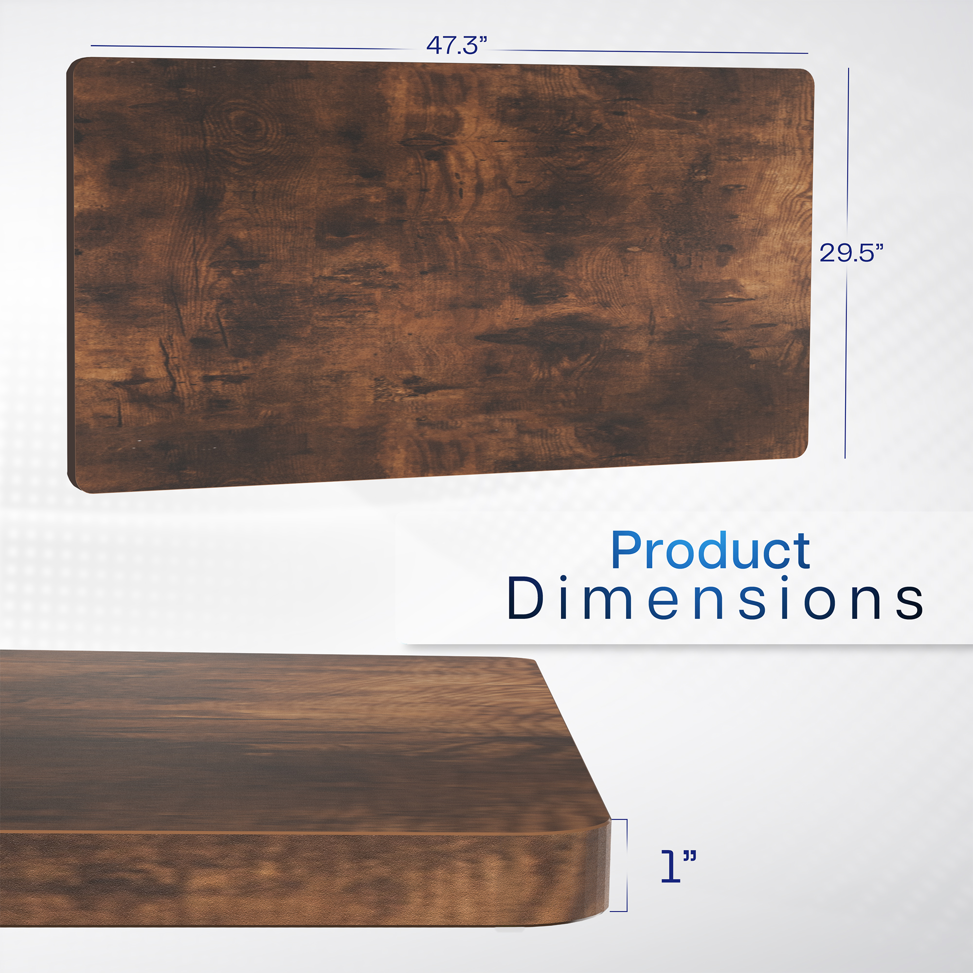 VIVO Rustic Vintage Brown 48x30 inch Universal Tabletop for Sit Stand Desk Frame Image 2
