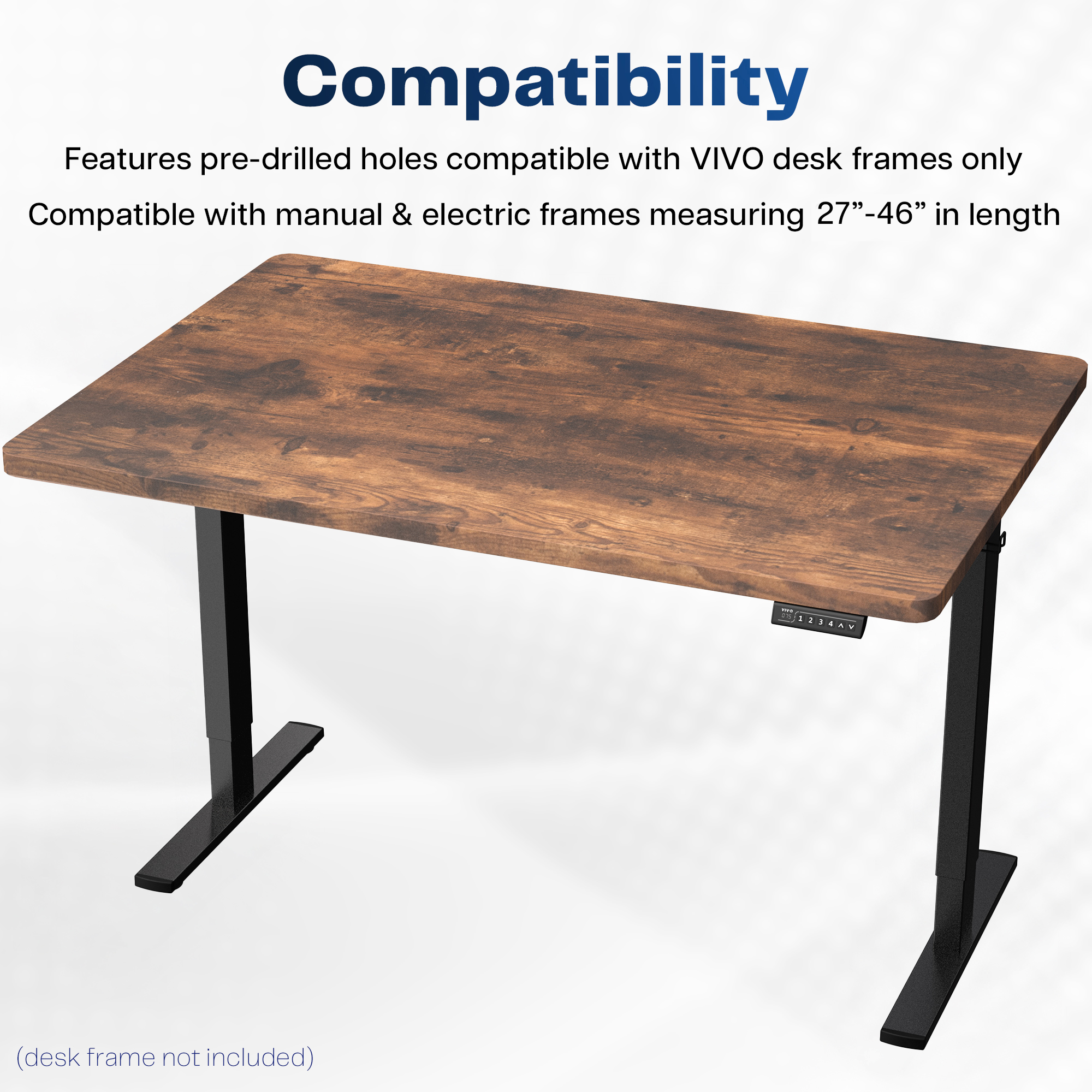 VIVO Rustic Vintage Brown 48x30 inch Universal Tabletop for Sit Stand Desk Frame Image 3