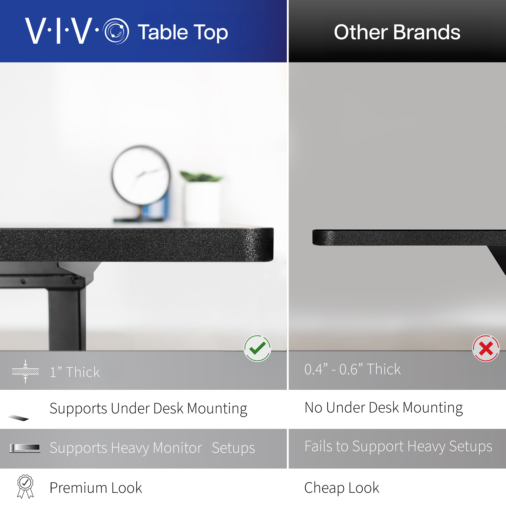 VIVO Rustic Vintage Brown 48x30 inch Universal Tabletop for Sit Stand Desk Frame Image 6