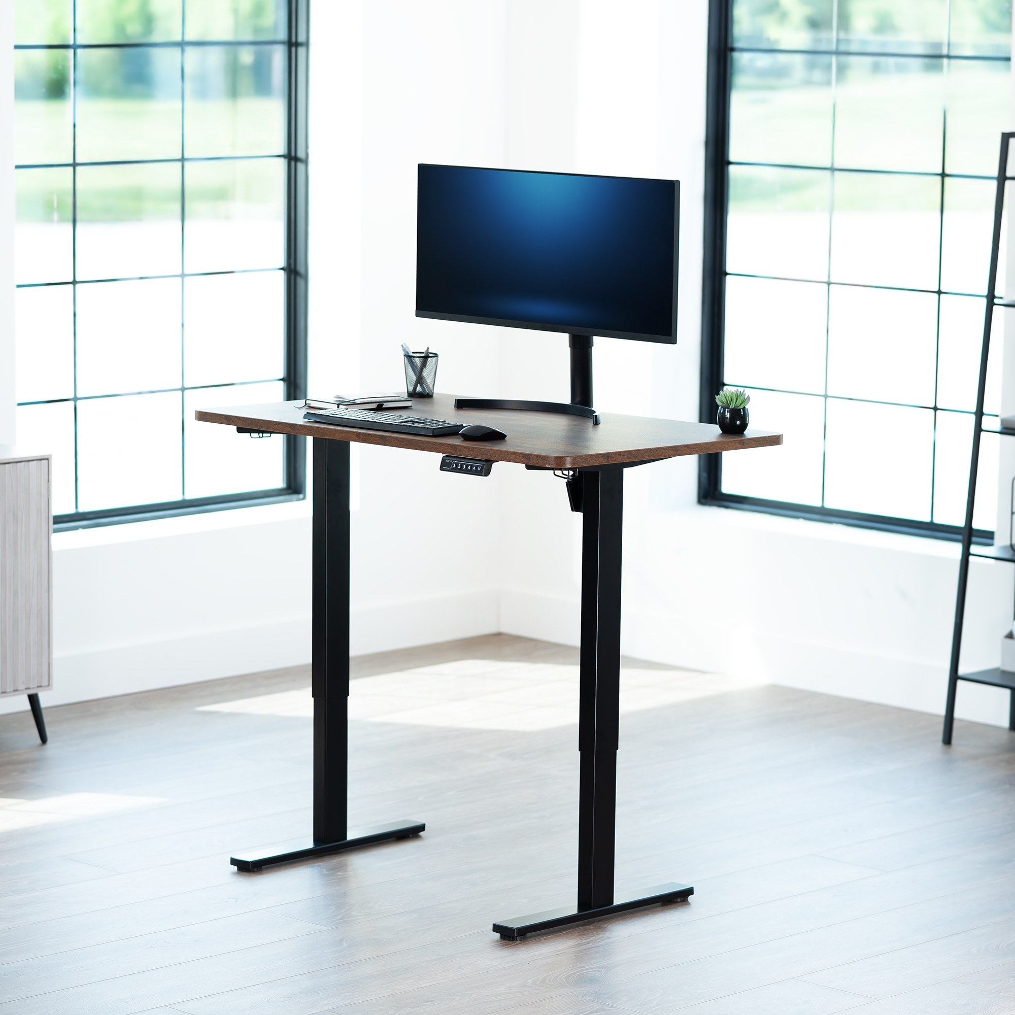 VIVO Rustic Vintage Brown 48x30 inch Universal Tabletop for Sit Stand Desk Frame Image 7