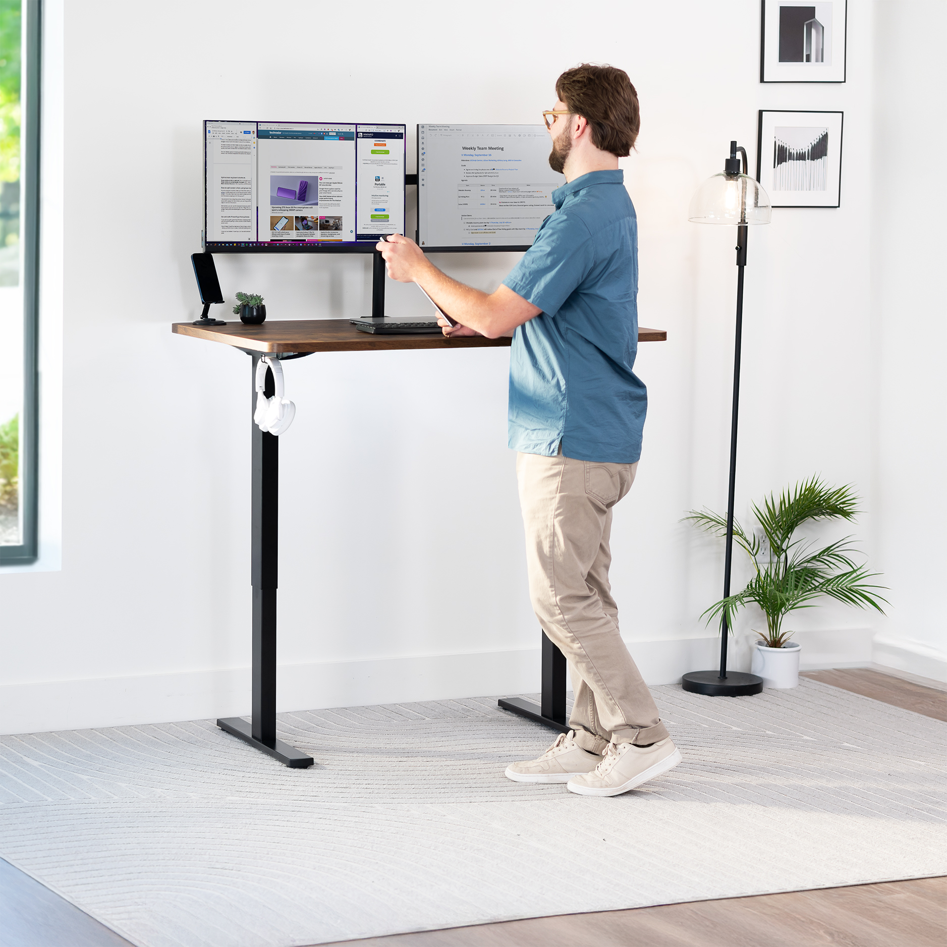 VIVO Rustic Vintage Brown 48x30 inch Universal Tabletop for Sit Stand Desk Frame Image 8