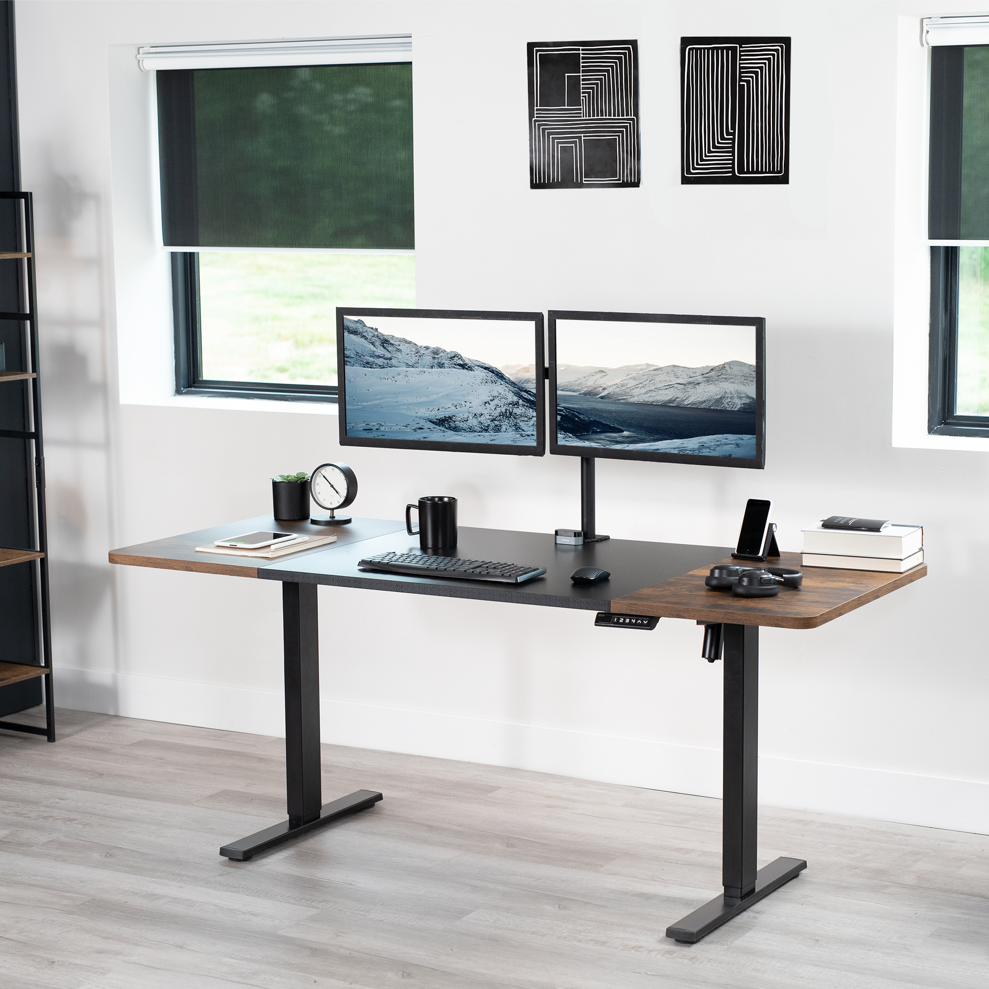 VIVO Black Rustic Vintage Brown 71x30 inch Table Top for Sit Stand Desk Frames Image 7