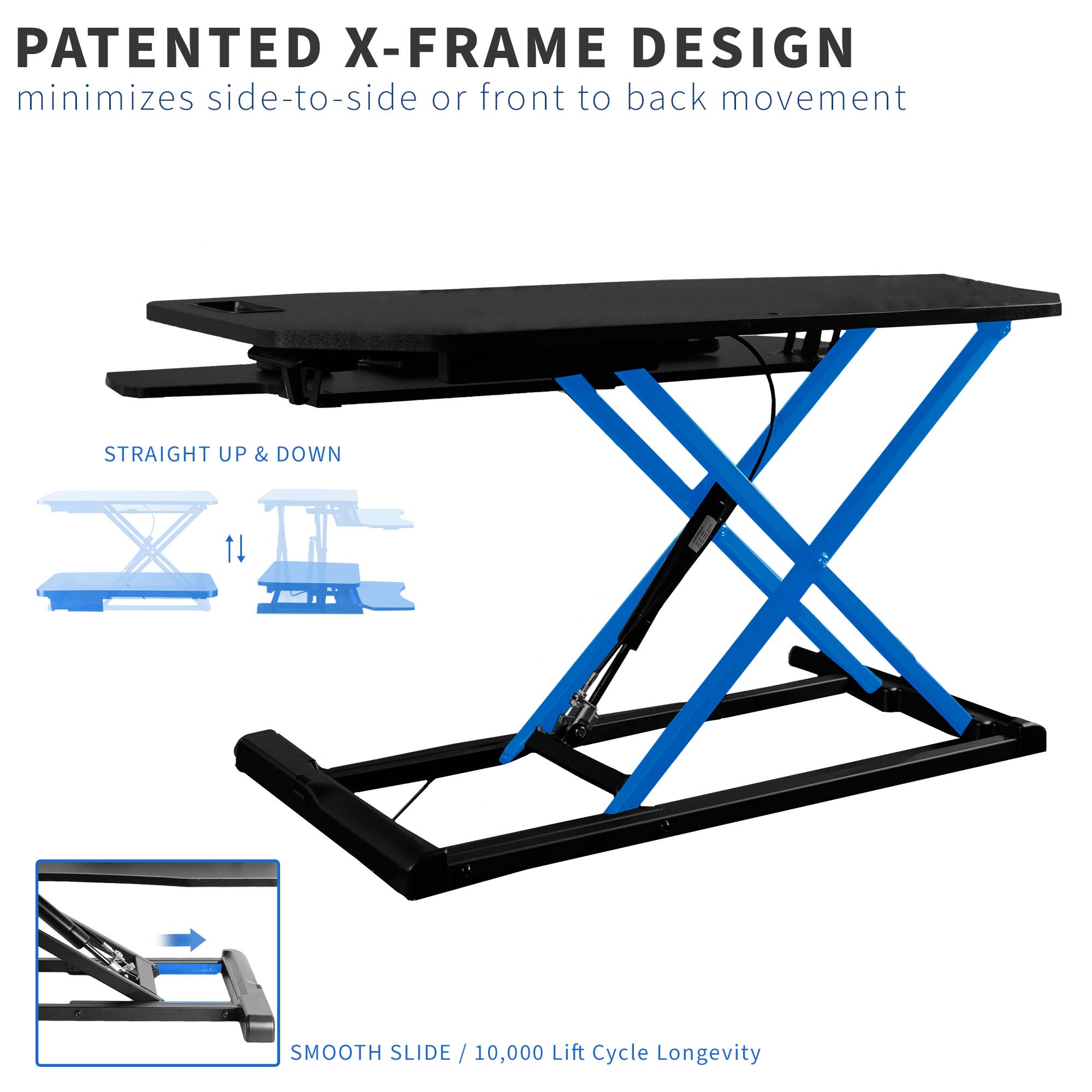 USED VIVO Black Height Adjustable Corner Desktop Monitor Riser 38" Sit Stand Image 5