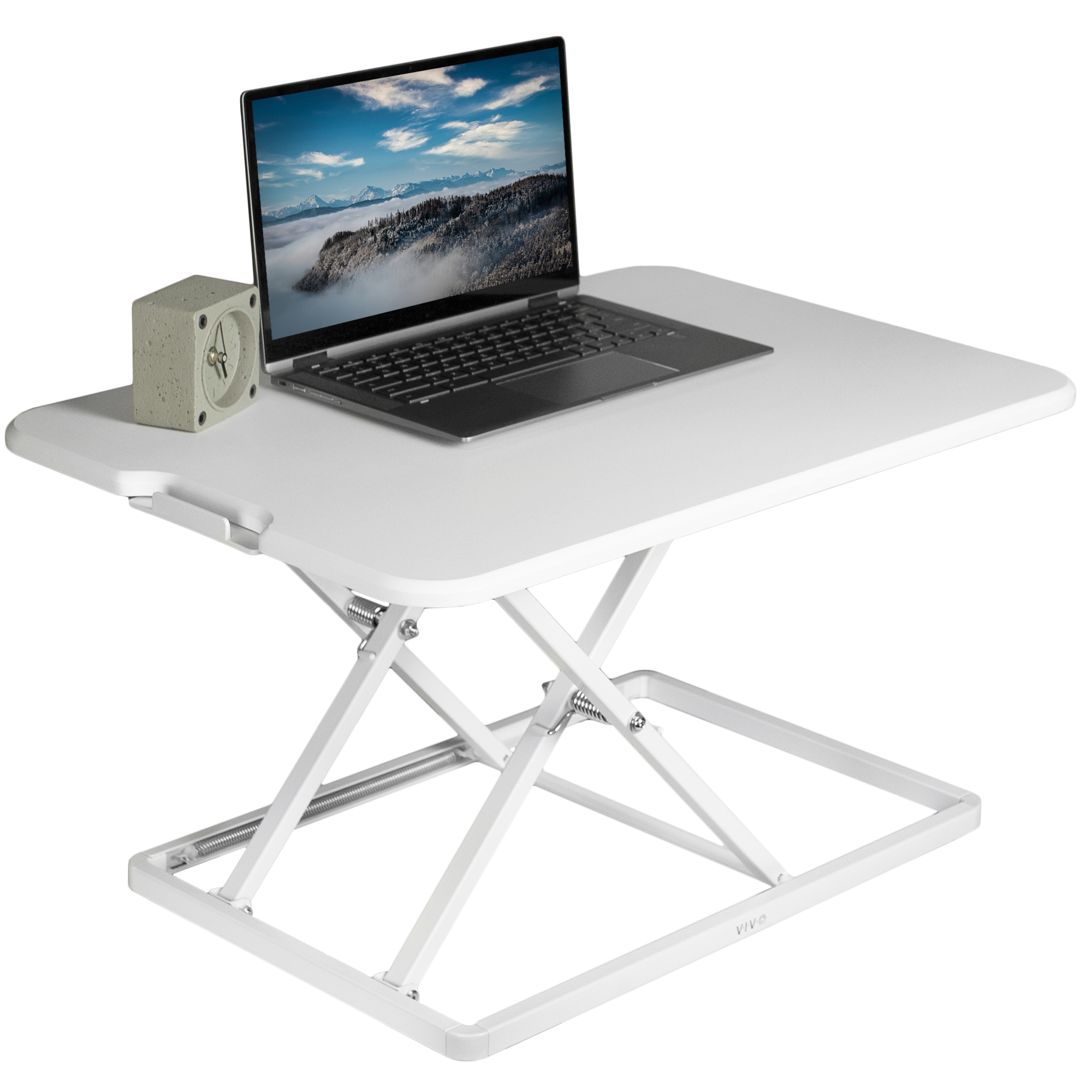 VIVO White Ultra Slim 26" Desktop Converter, Sit Stand Tabletop Monitor Riser Image 1