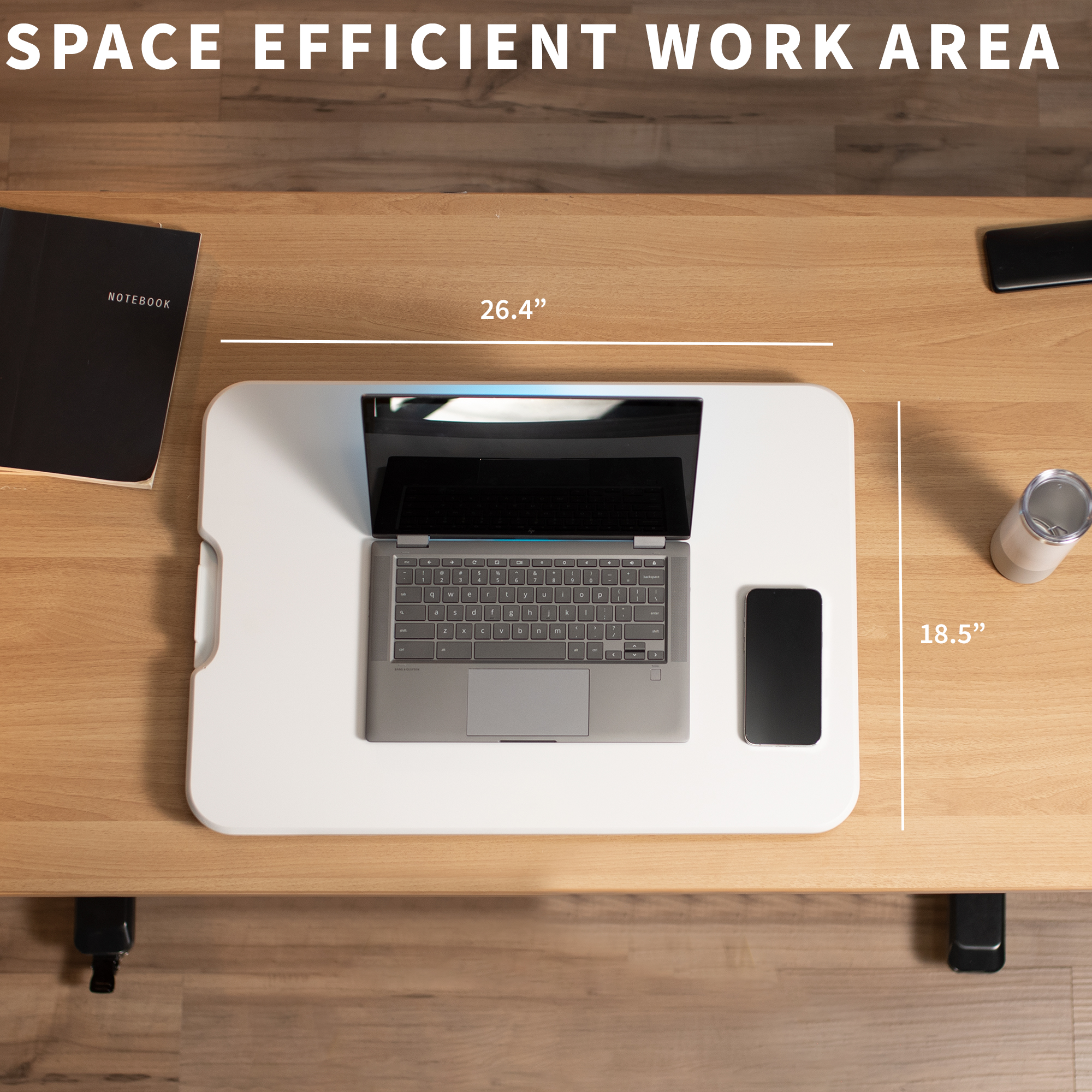 VIVO White Ultra Slim 26" Desktop Converter, Sit Stand Tabletop Monitor Riser Image 5