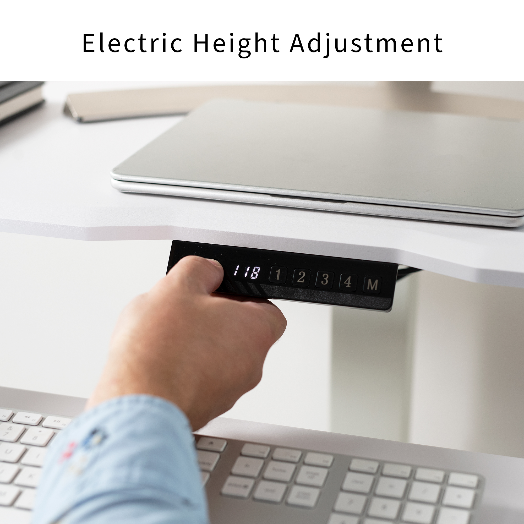 VIVO White 36" Electric Mobile Height Adjustable Two Platform Standing Desk Image 7