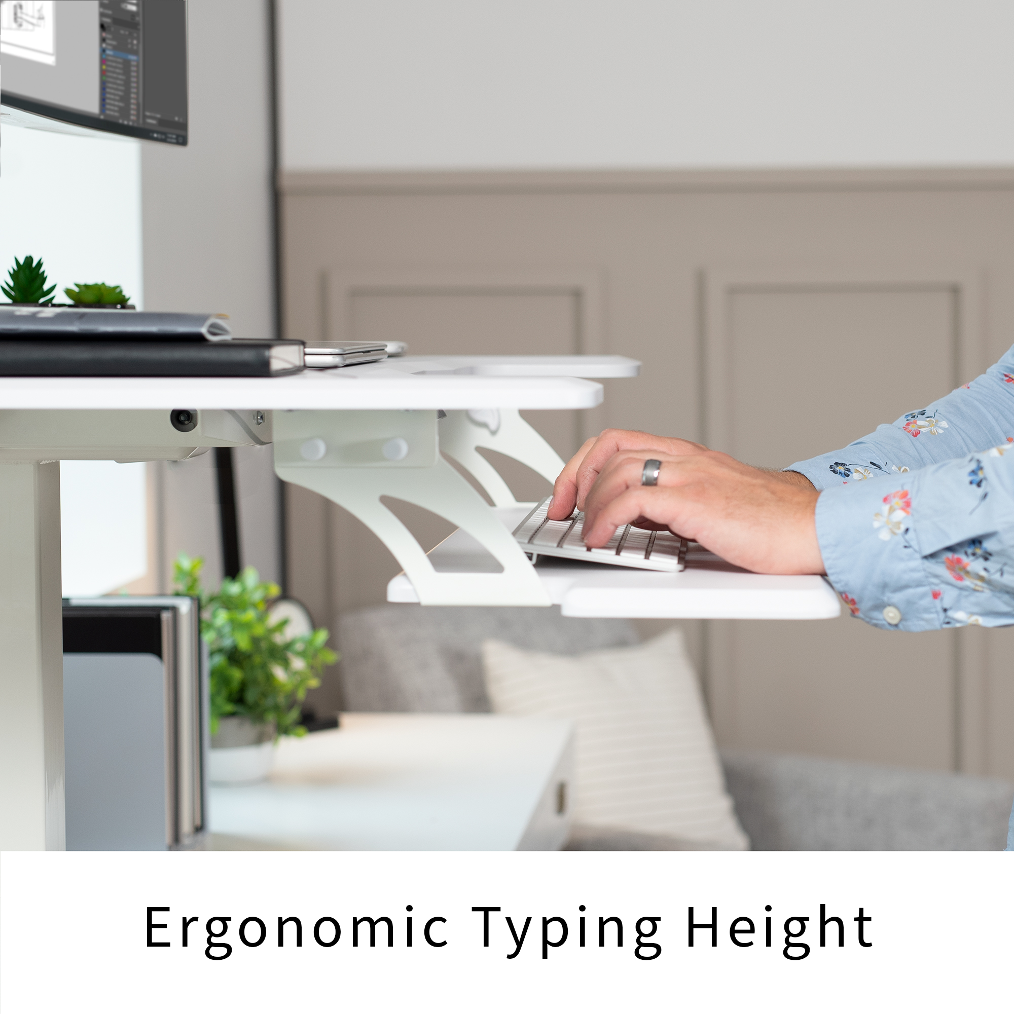 VIVO White 36" Electric Mobile Height Adjustable Two Platform Standing Desk Image 8