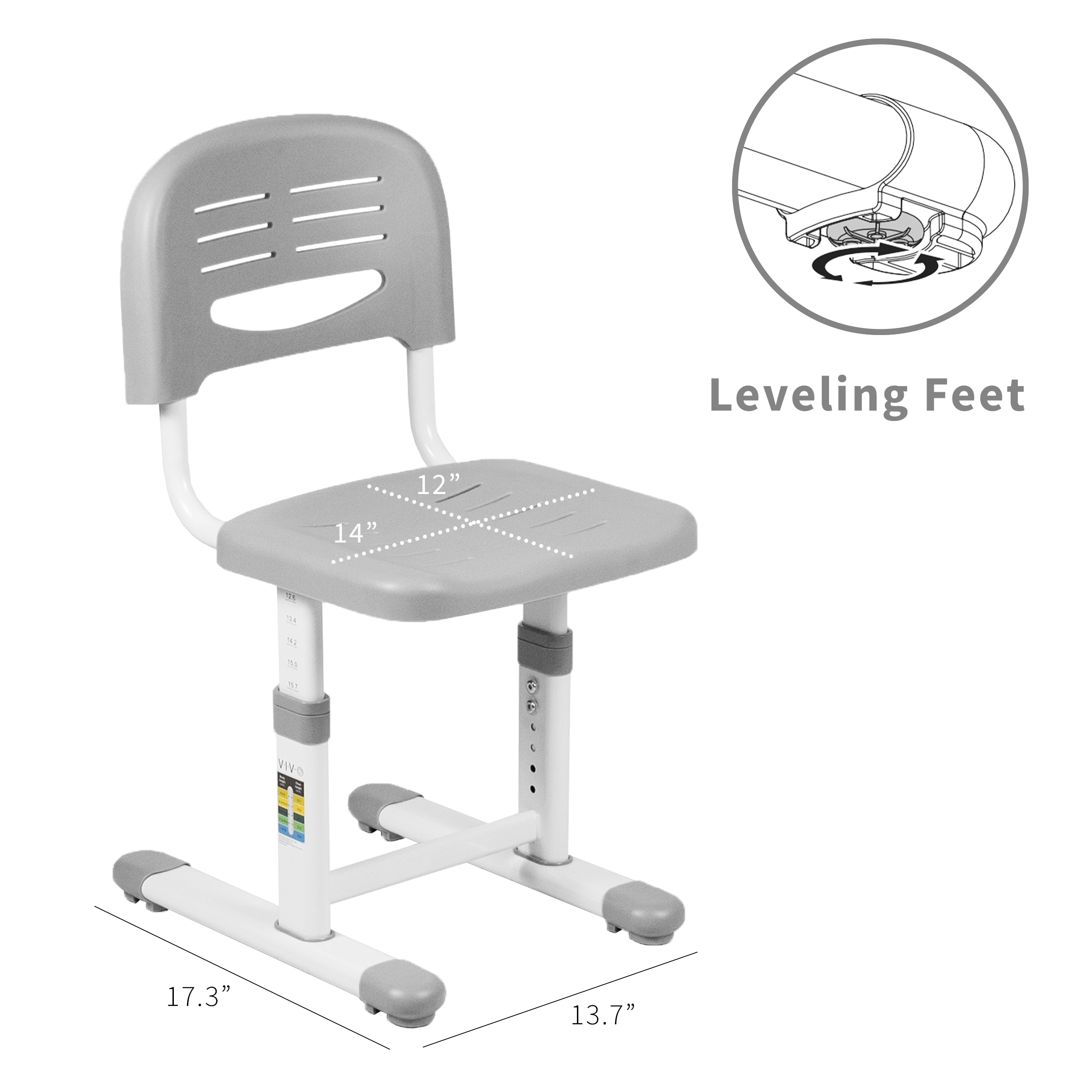 VIVO Gray Universal Height Adjustable Children's Desk Chair (Chair Only) Image 2