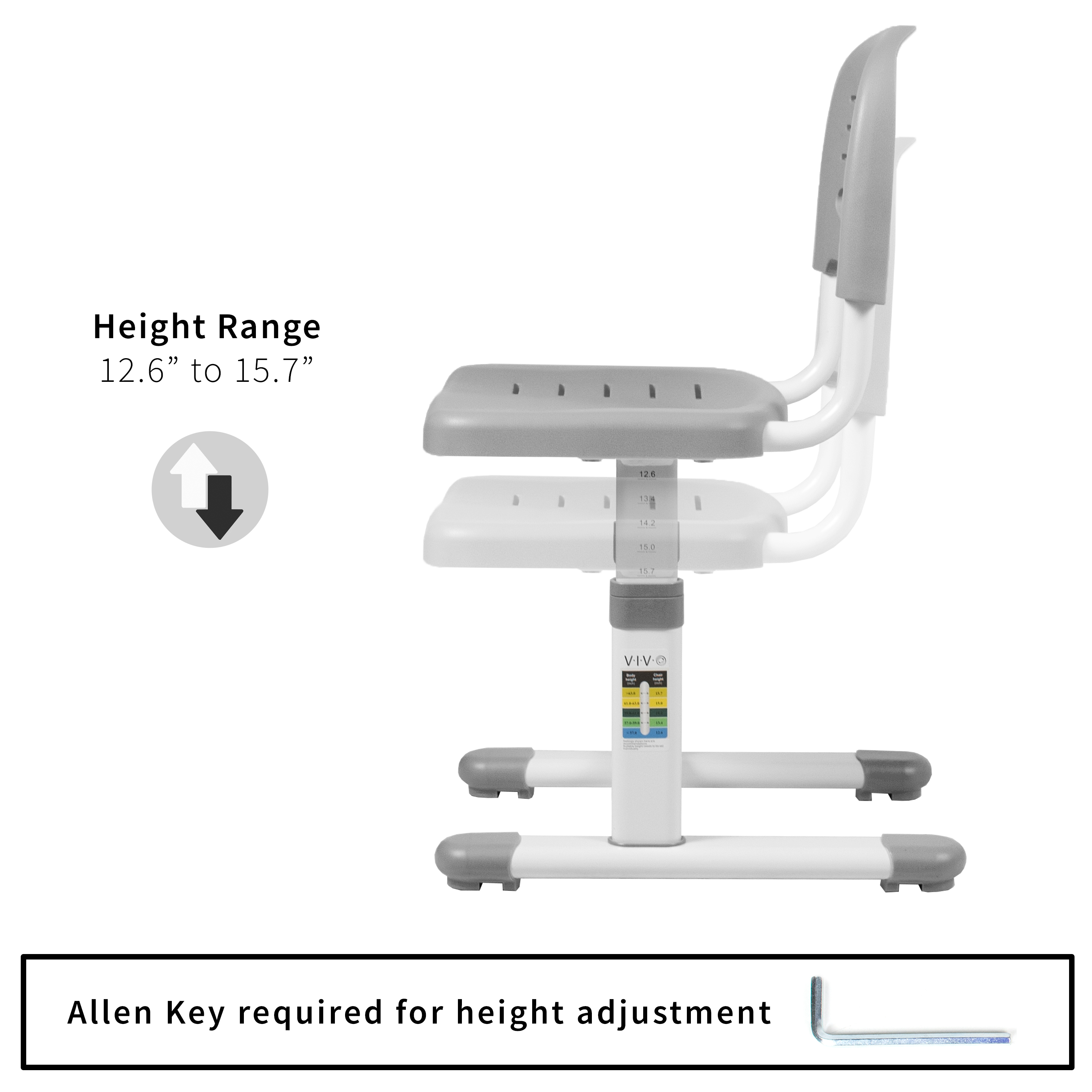 VIVO Gray Universal Height Adjustable Children's Desk Chair (Chair Only) Image 3