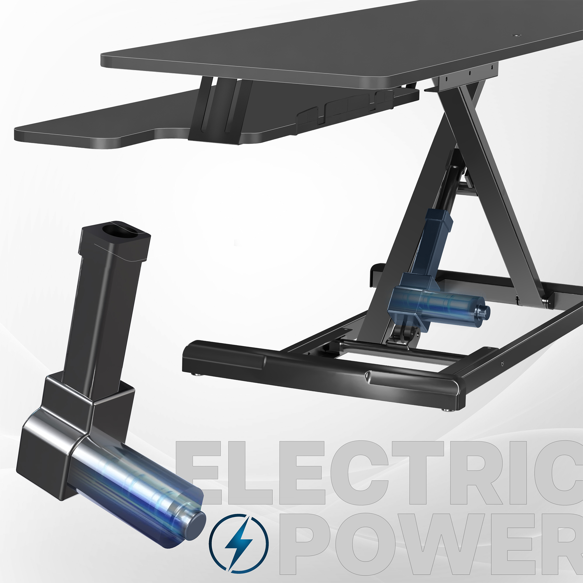 VIVO Black Electric 36" Standing Desk Monitor Riser, Dual Arm Sit Stand Tabletop Image 4