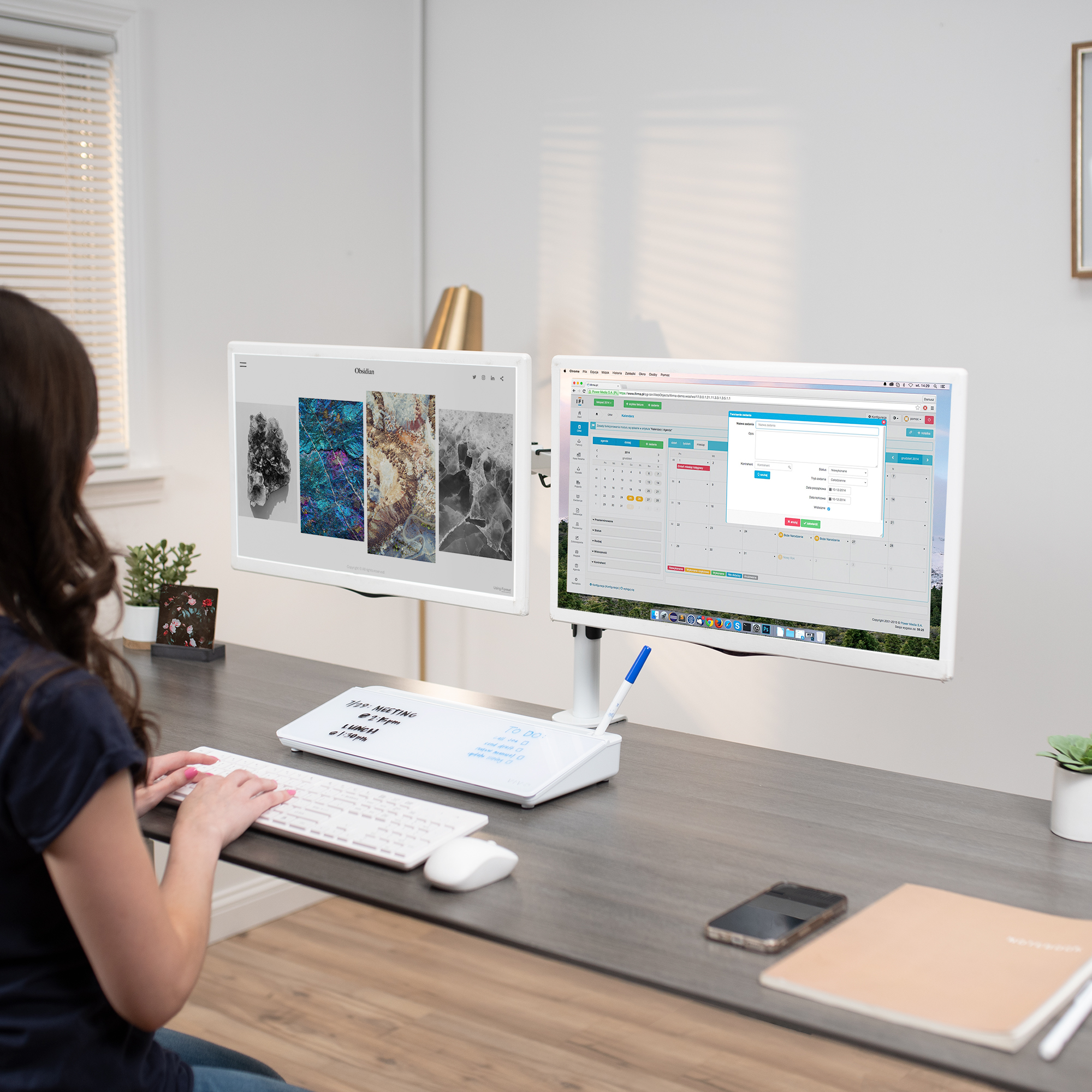 VIVO Desktop Dry Erase Board with Hidden Storage, 16" x 7" Glass Whiteboard Image 4
