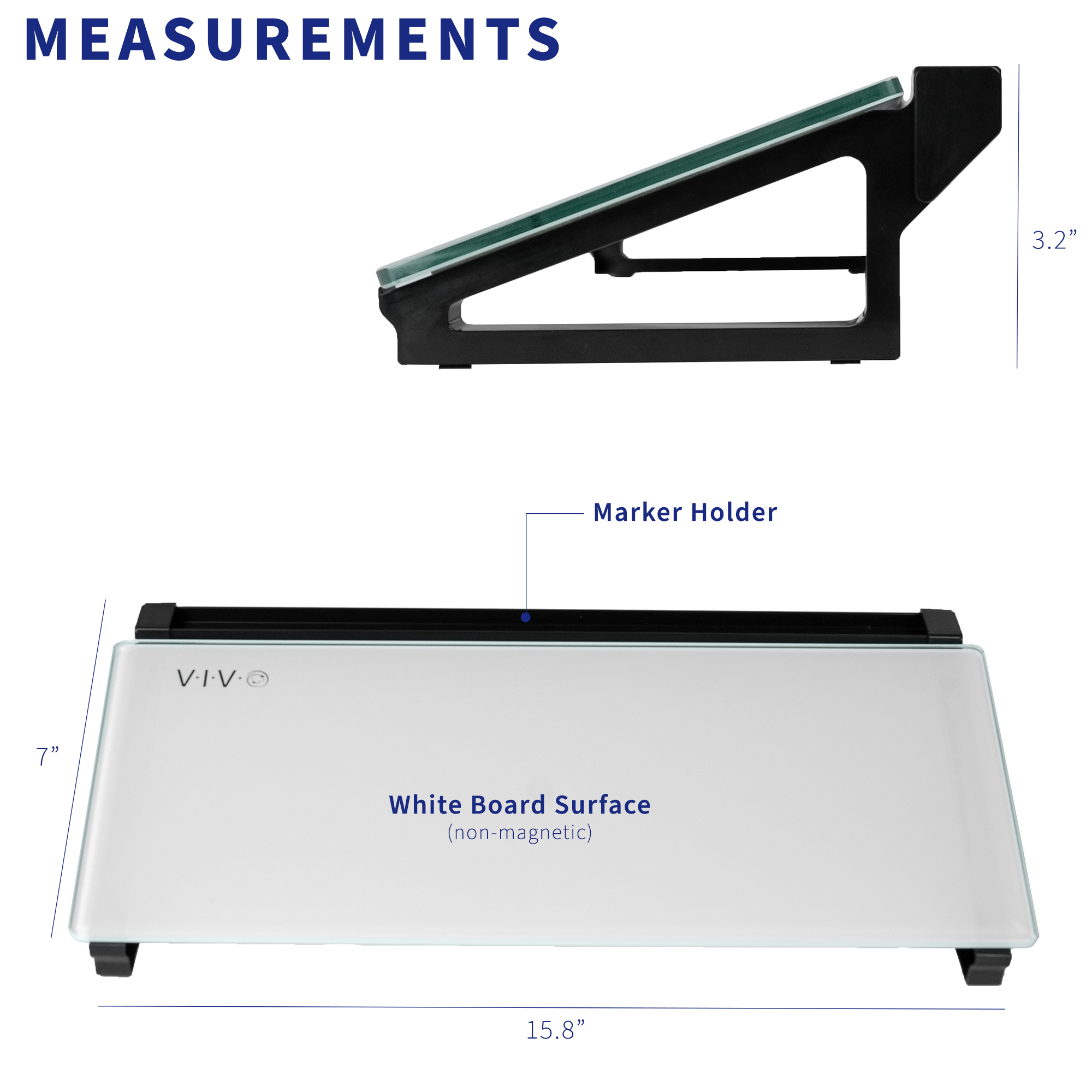 VIVO Glass 16 x 7 inch Desktop Whiteboard with Marker Slot and Open Storage Image 3