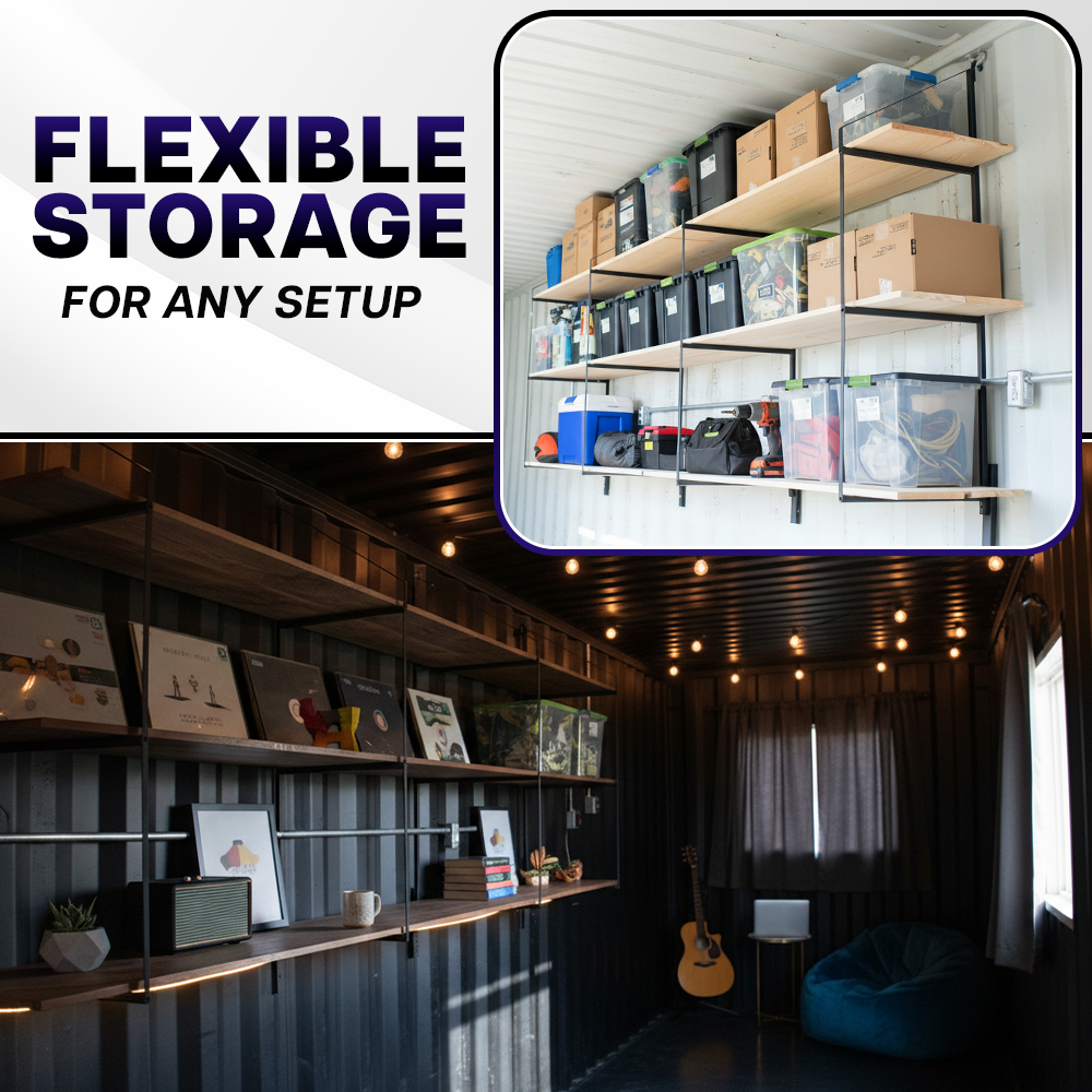 Life Finds Black 3 Tier Shipping Container Shelving Brackets, 4 Pack Image 7