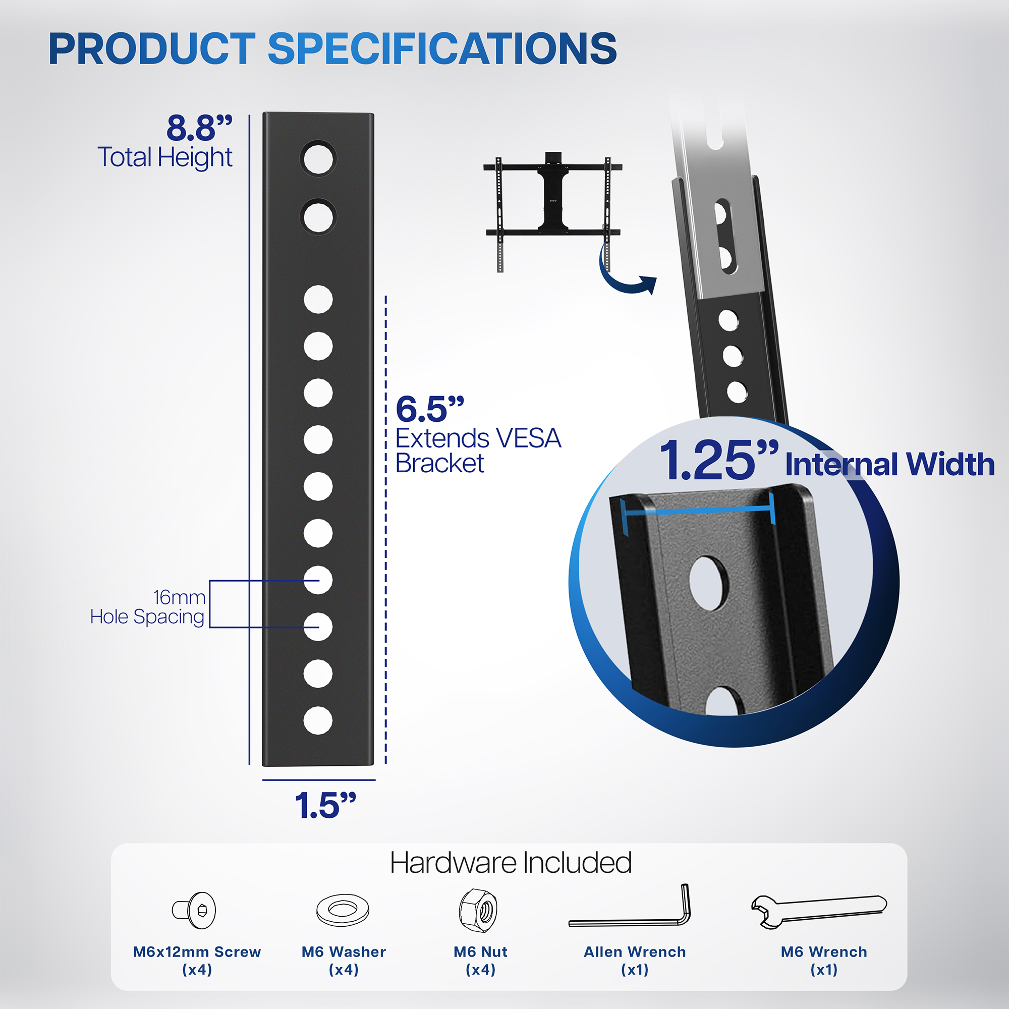 VIVO Vertical VESA Extender Kit for TVs w/ Low VESA Patterns, Hardware Included Image 2
