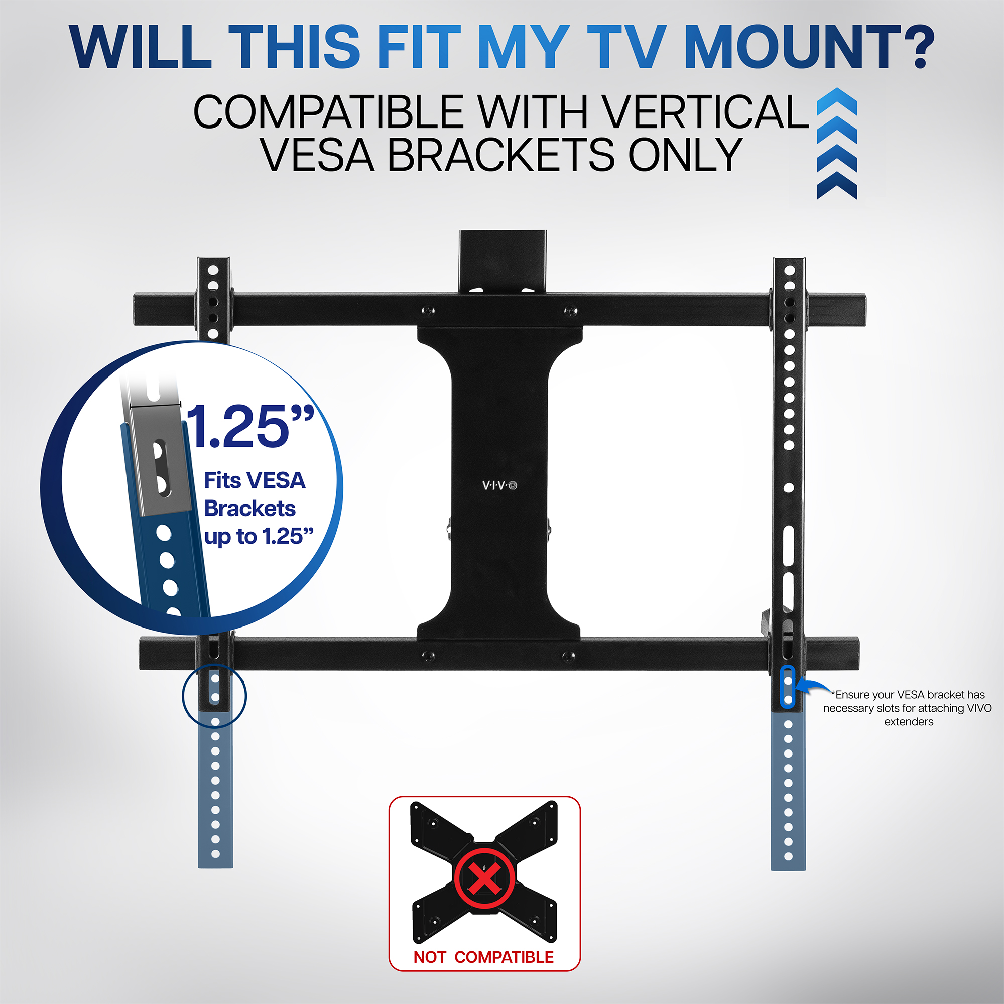 VIVO Vertical VESA Extender Kit for TVs w/ Low VESA Patterns, Hardware Included Image 3
