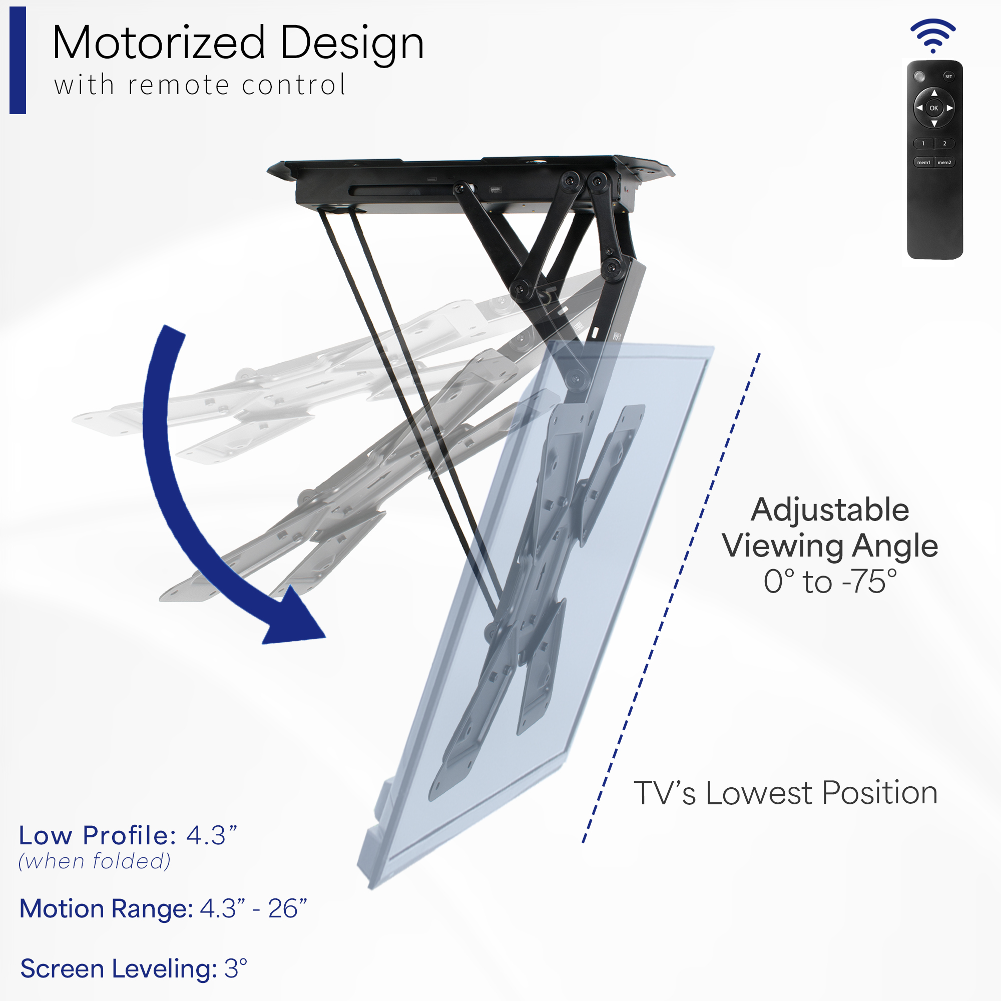 USED Electric Motorized Flip Down Pitched Roof Ceiling TV Mount for 23" to 55" Image 4