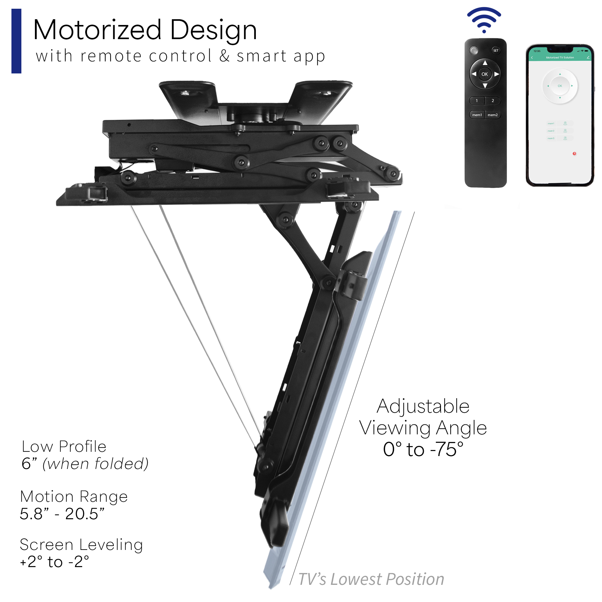 VIVO Black Electric Swivel Flip Down Ceiling TV Mount for 32" to 70" Screen Image 4