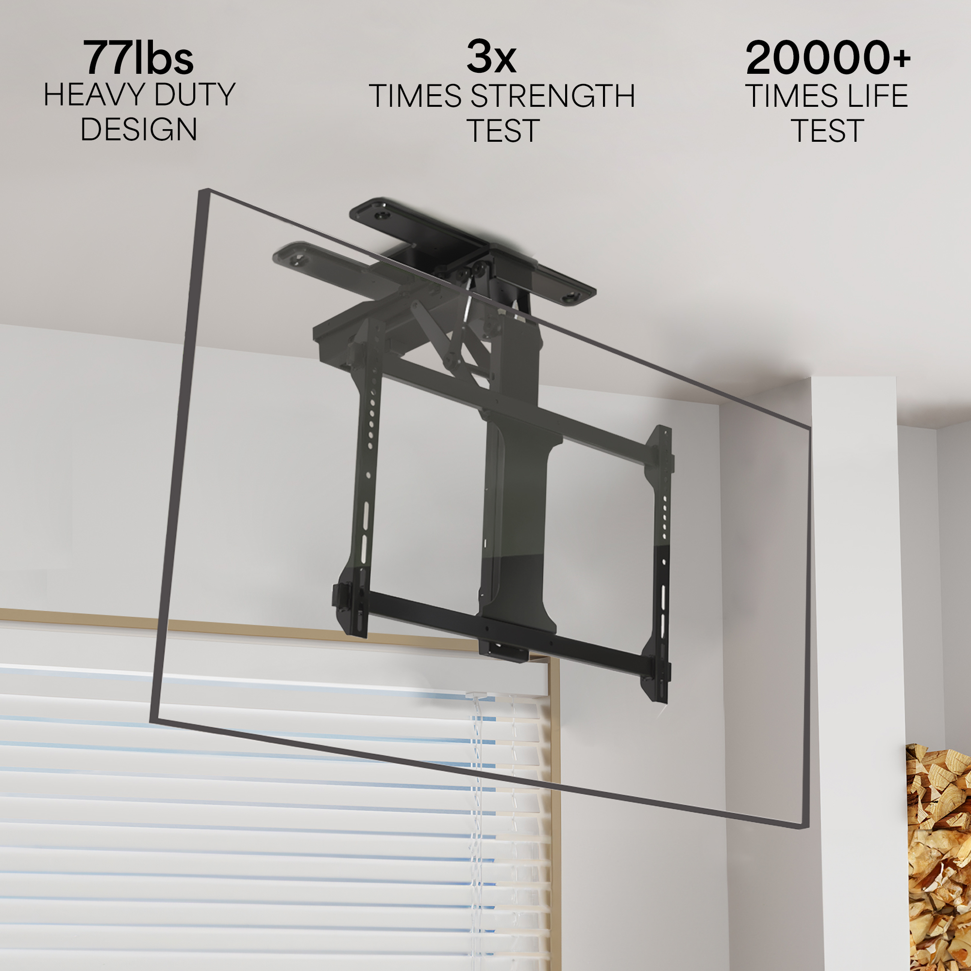 VIVO Black Electric Swivel Flip Down Ceiling TV Mount for 32" to 70" Screen Image 5