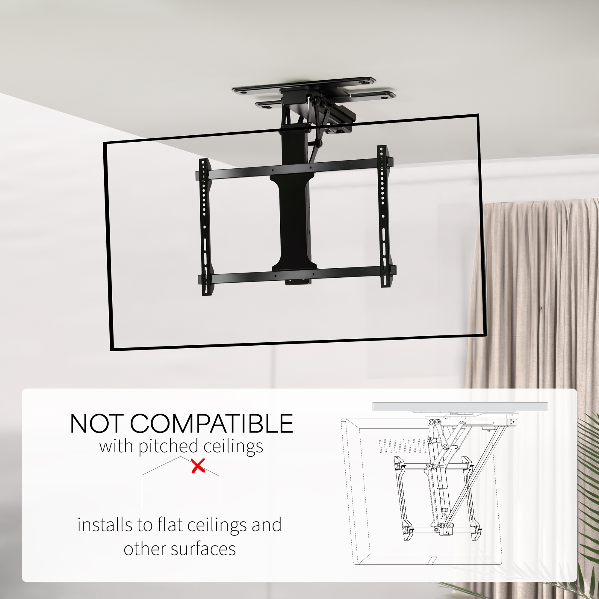 VIVO Black Electric Swivel Flip Down Ceiling TV Mount for 32" to 70" Screen Image 6