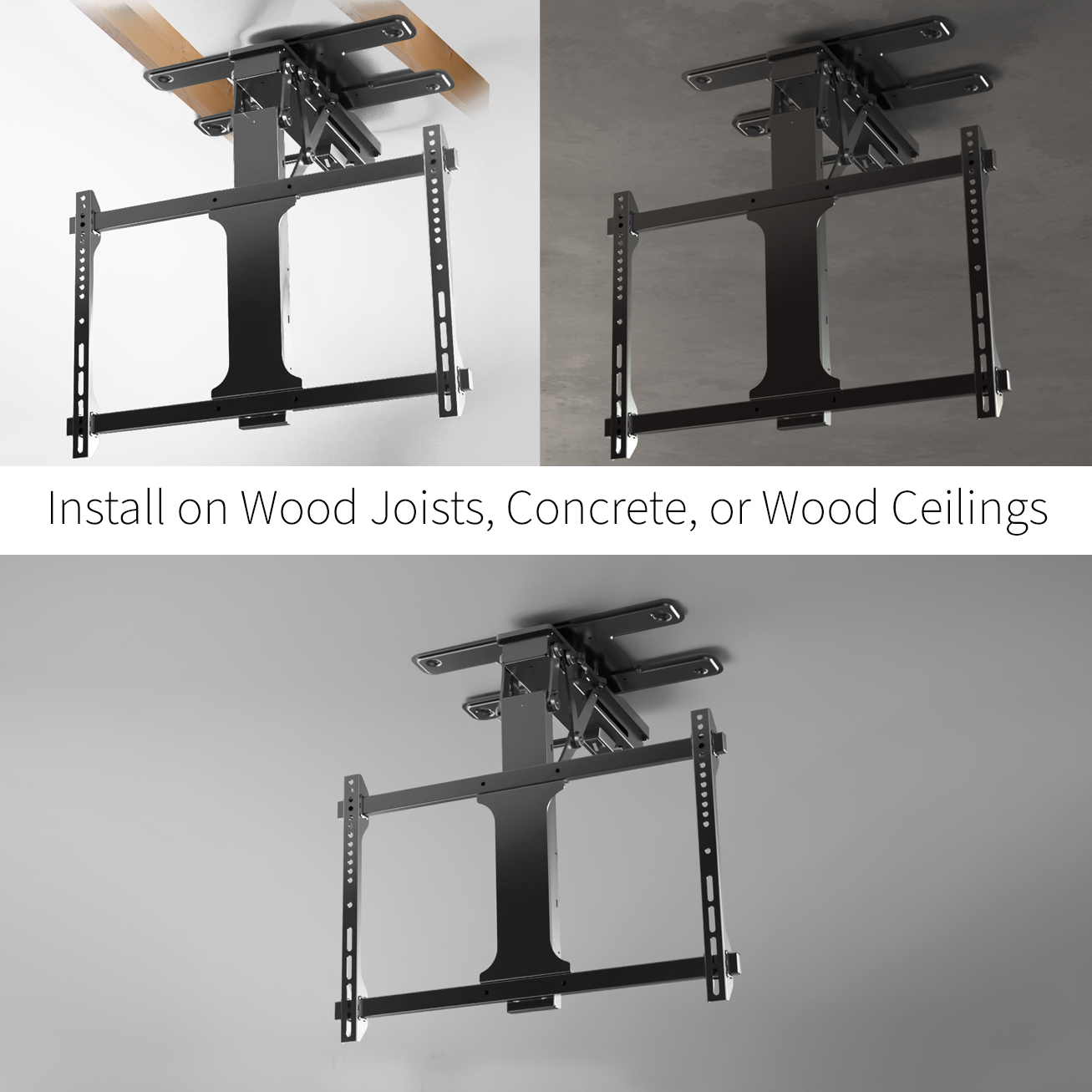 VIVO Black Electric Swivel Flip Down Ceiling TV Mount for 32" to 70" Screen Image 8