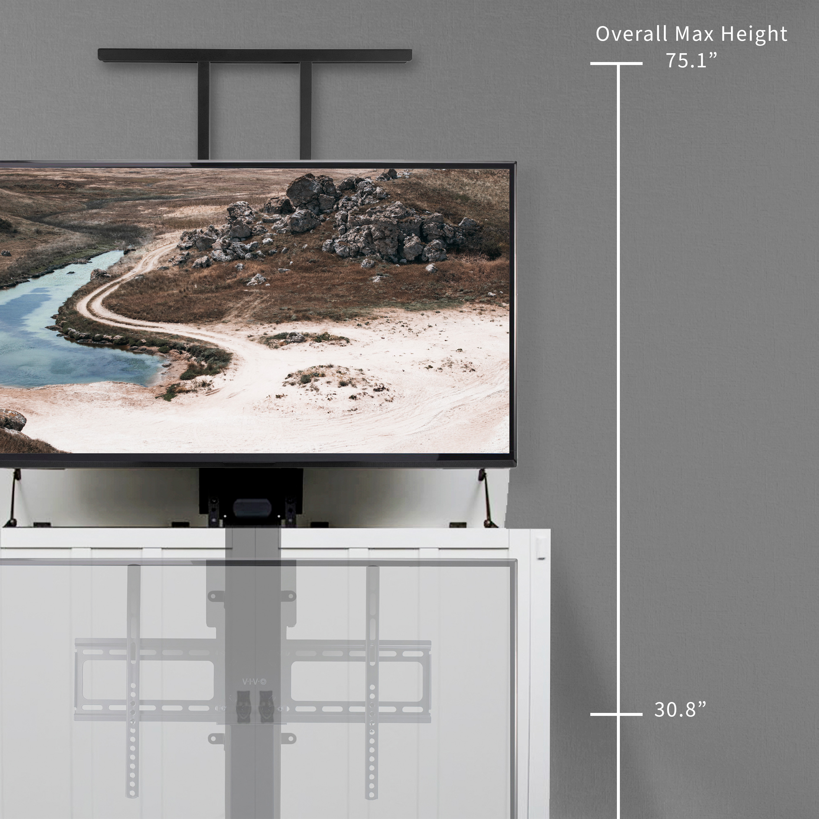 USED VIVO TV Motorized Vertical Stand Lift 32" to 65", Height Adjustable Mount Image 4