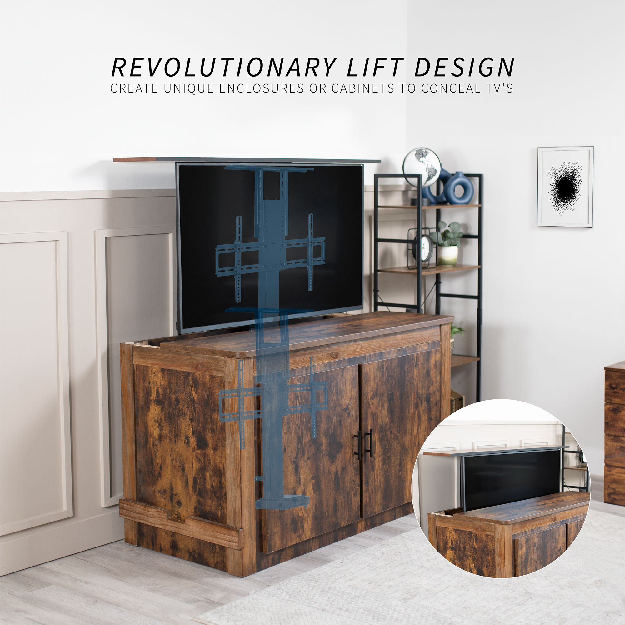USED VIVO TV Motorized Vertical Stand Lift 32" to 65", Height Adjustable Mount Image 8
