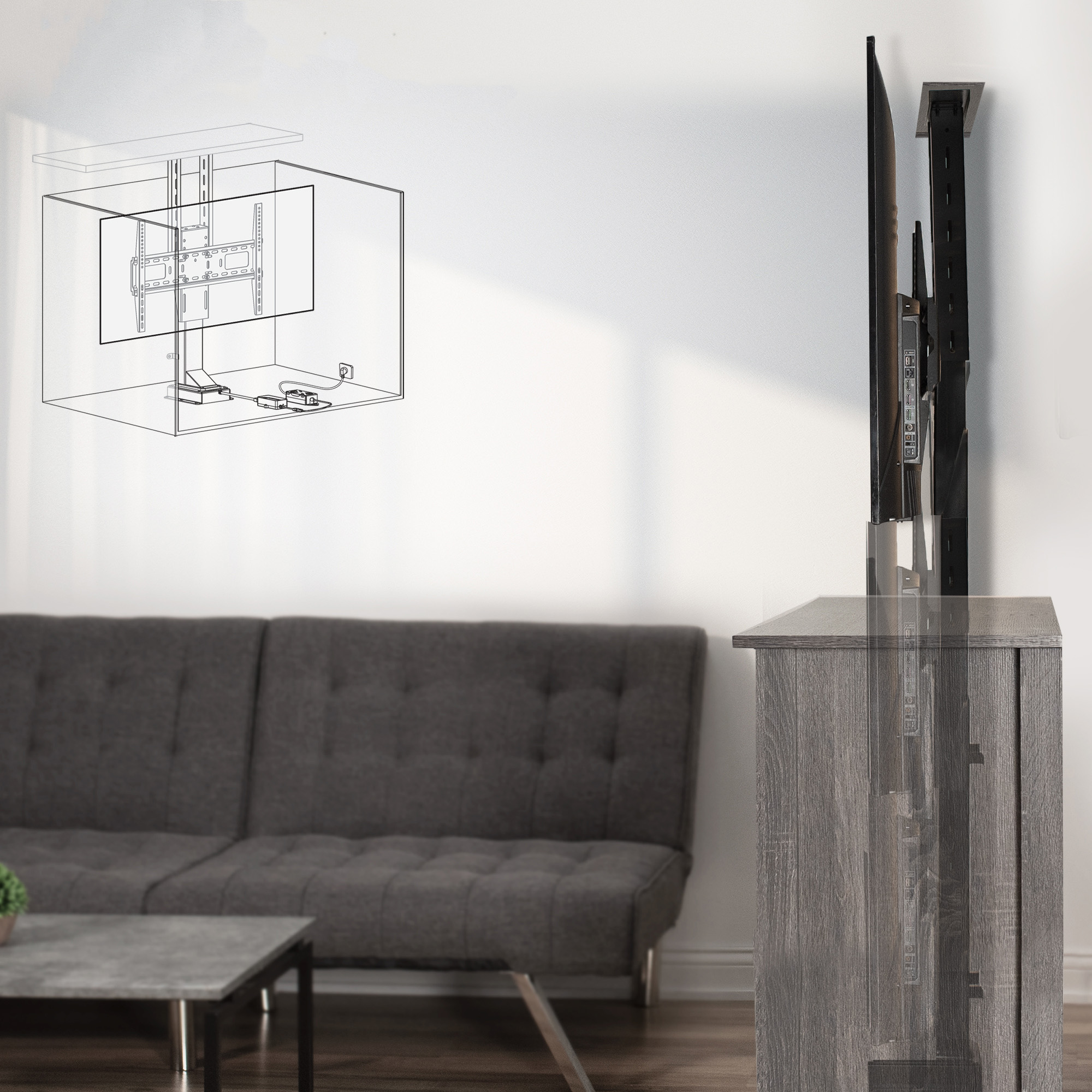 VIVO TV Motorized Vertical Stand Lifts up to 77" Screen, Height Adjustable Mount Image 6