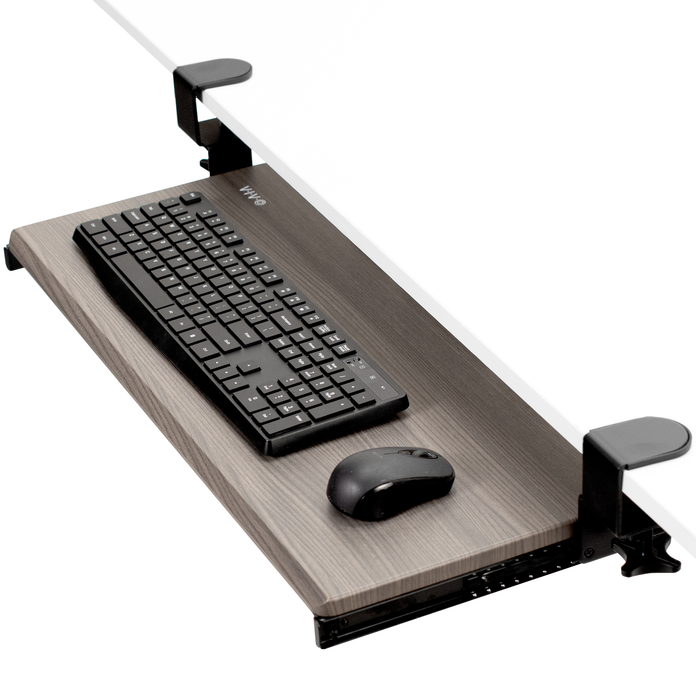 VIVO Gray Clamp-on Computer Keyboard and Mouse Under Desk Slider Tray Image 1